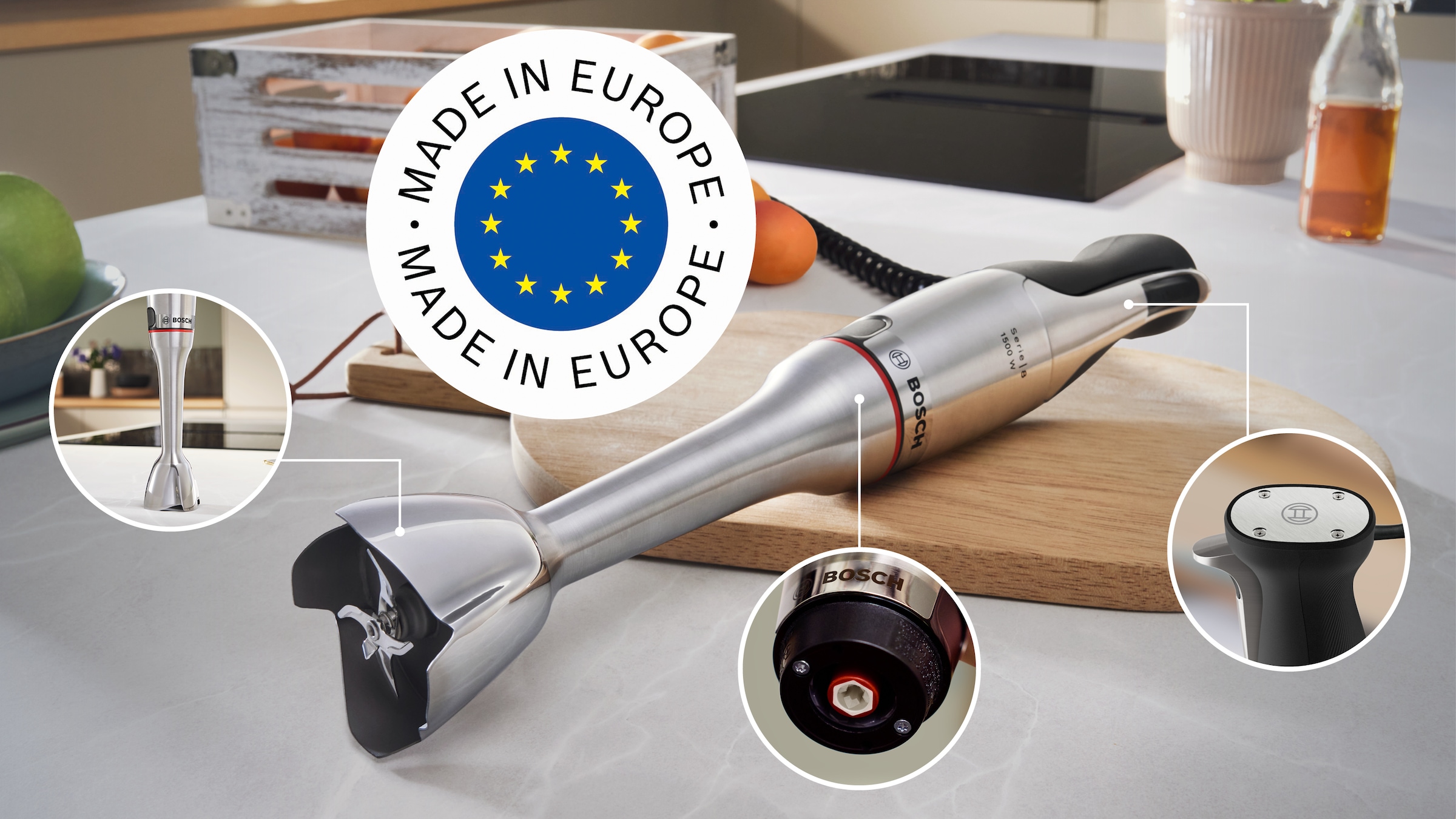 BOSCH Stabmixer »ErgoMaster Serie 8, MSM8M930, Zerkleinerer, Spiralkabel, Becher« 1500 W 6 Klingen Edelstahl, Keramikkupplung, luftgekühlter Motor