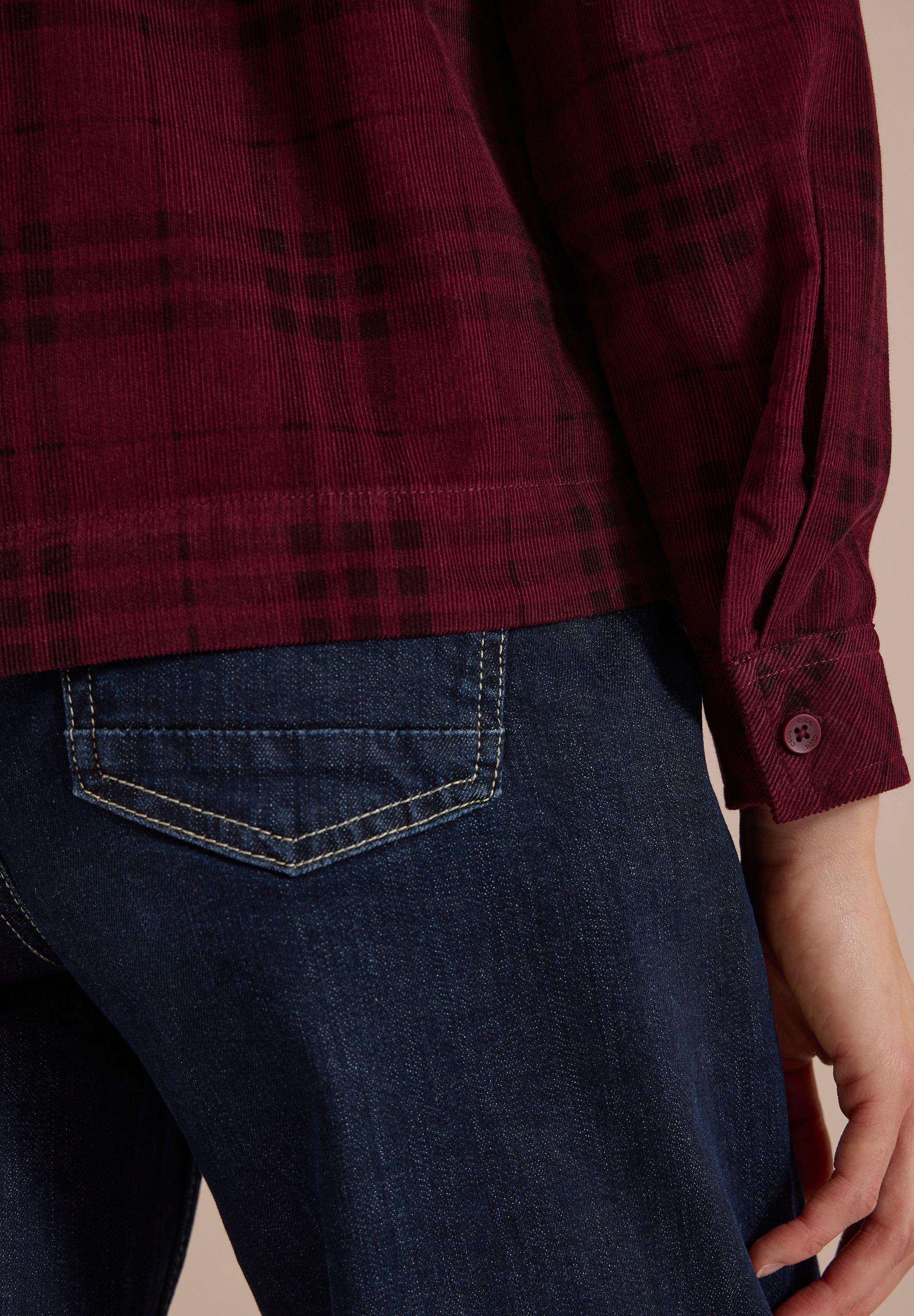 Cecil Langarmbluse Cordbluse mit Karomuster