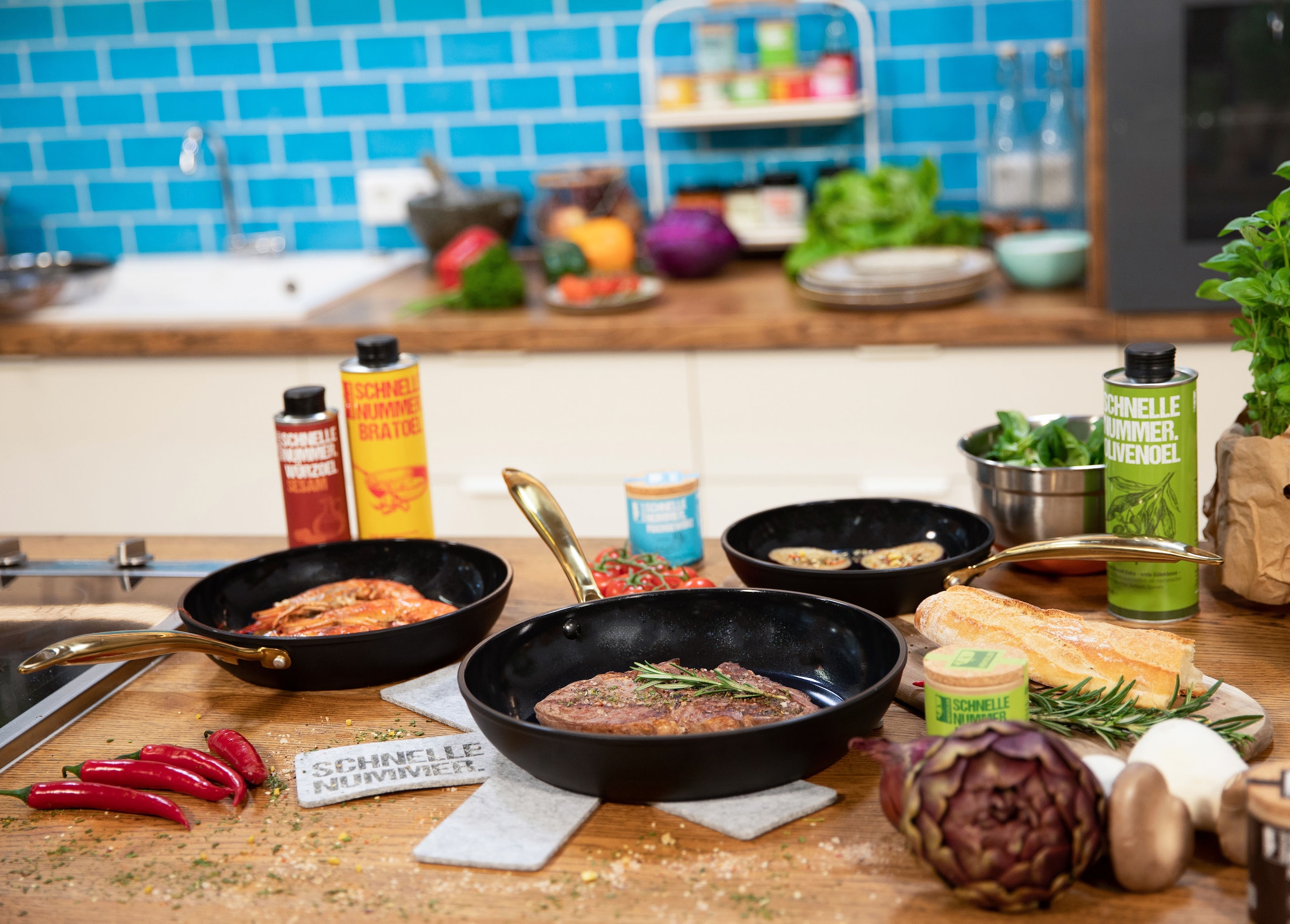 HENSSLERS Bratpfanne »HSN« Aluminium 1 Stk. tlg. BLACK CERAMIC Antihaftbeschichtung, goldener Edelstahlgriff, Induktion