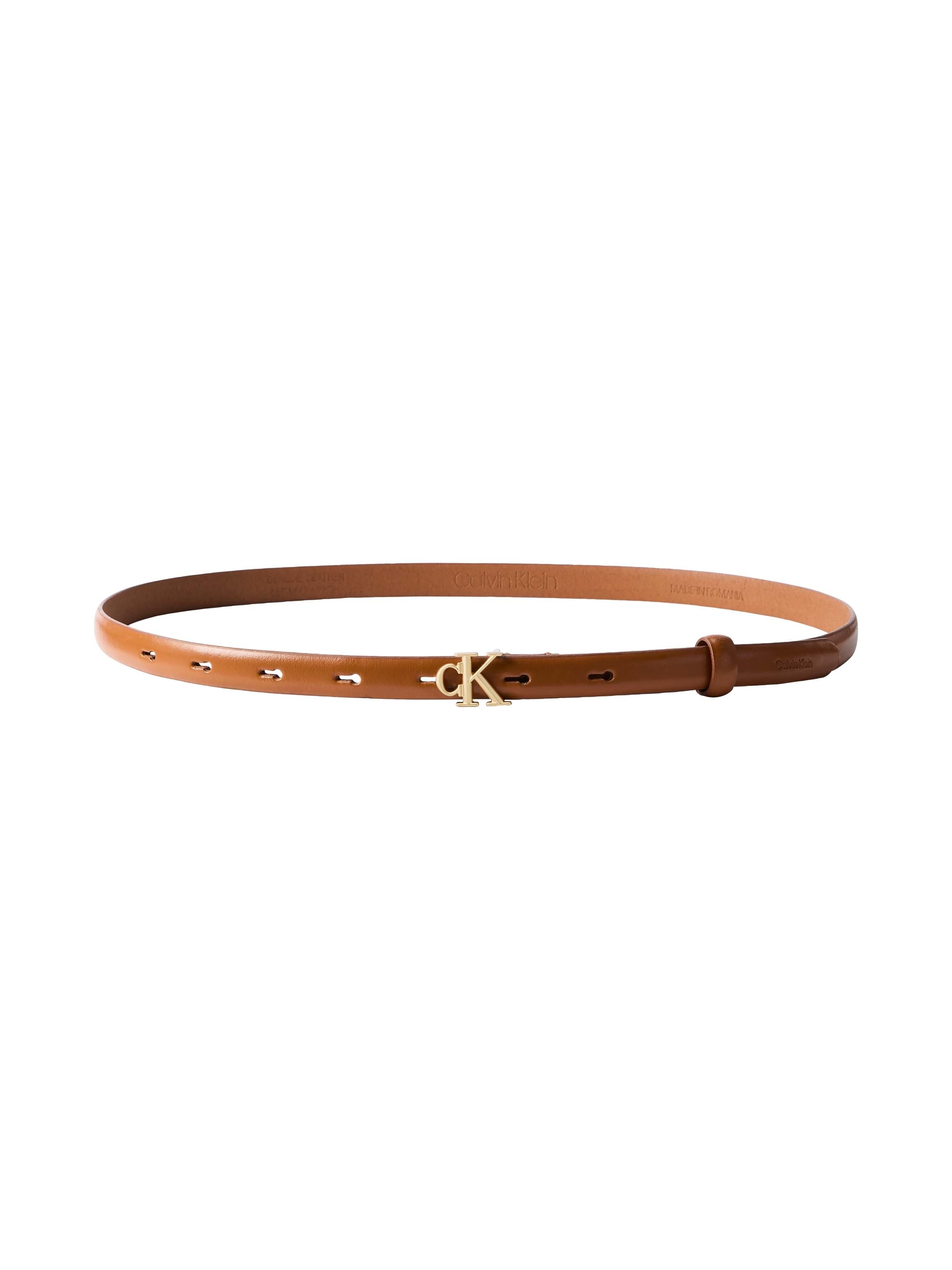 Calvin Klein Ledergürtel »ROUND CK BUCKLE 15MM BELT SMOOTH« Größenverstellbar mit Metallschließe