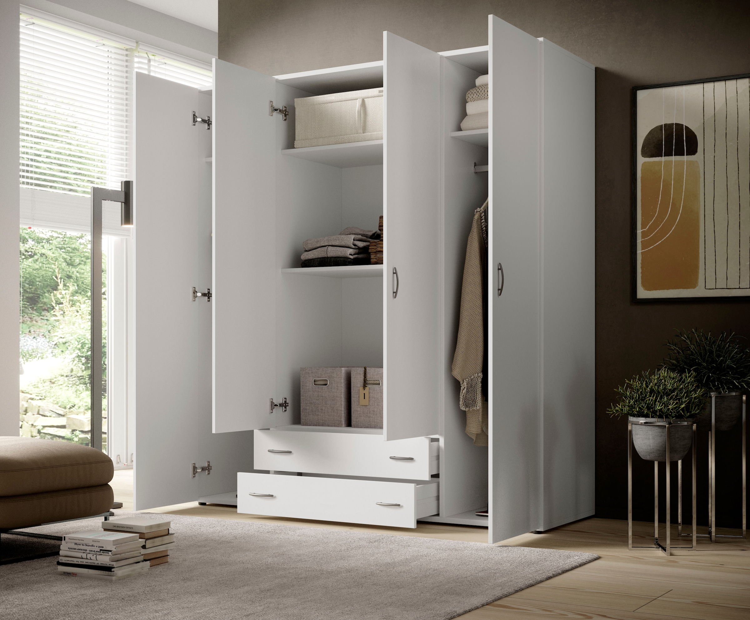 Schlafkontor Drehtürenschrank »Base Kleiderschrank Joe Garderobe Hochschrank Wäscheschrank«, Bega Schrank Schlafzimmer Bestseller in 3 Breiten und 2 Farben