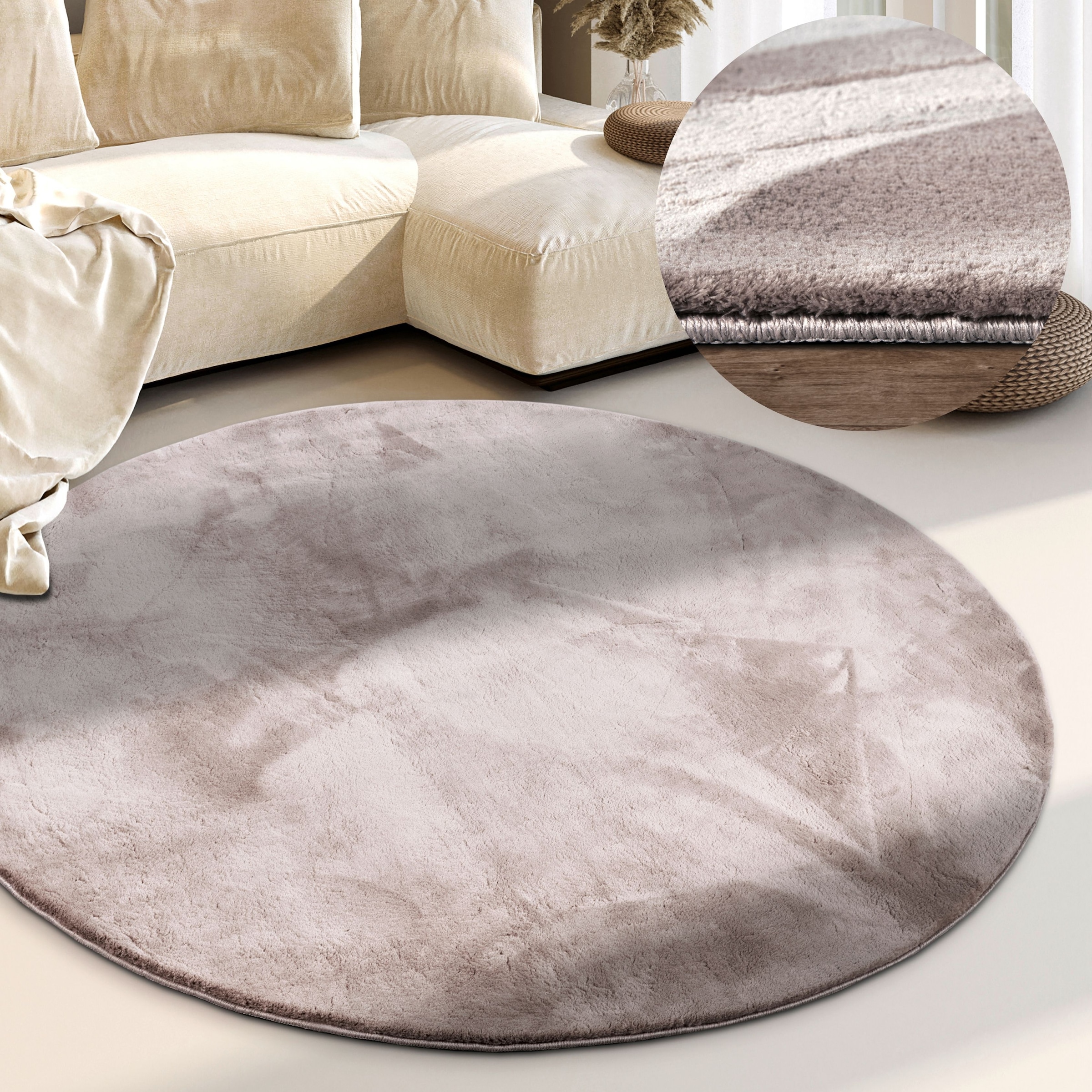 THE RUGS Villeroy & Boch 1899 Soft Pile Rug Leon Abstract Living Room in Light Grey | Size: 160cm diameter
