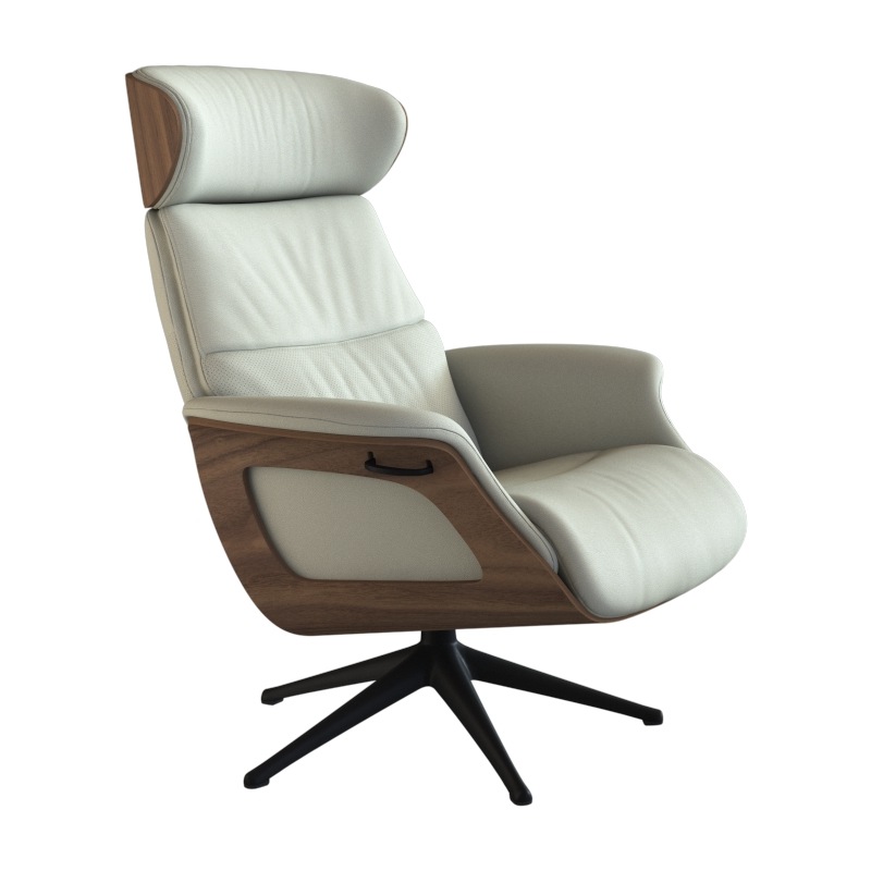 FLEXLUX Relaxsessel »Clement Relaxstuhl, Polstersessel, Liegesessel, TV-Sessel,«, Rücken- & Kopfteilverstellung, Drehbar, Armlehne Walnuss, Fuß Schwarz