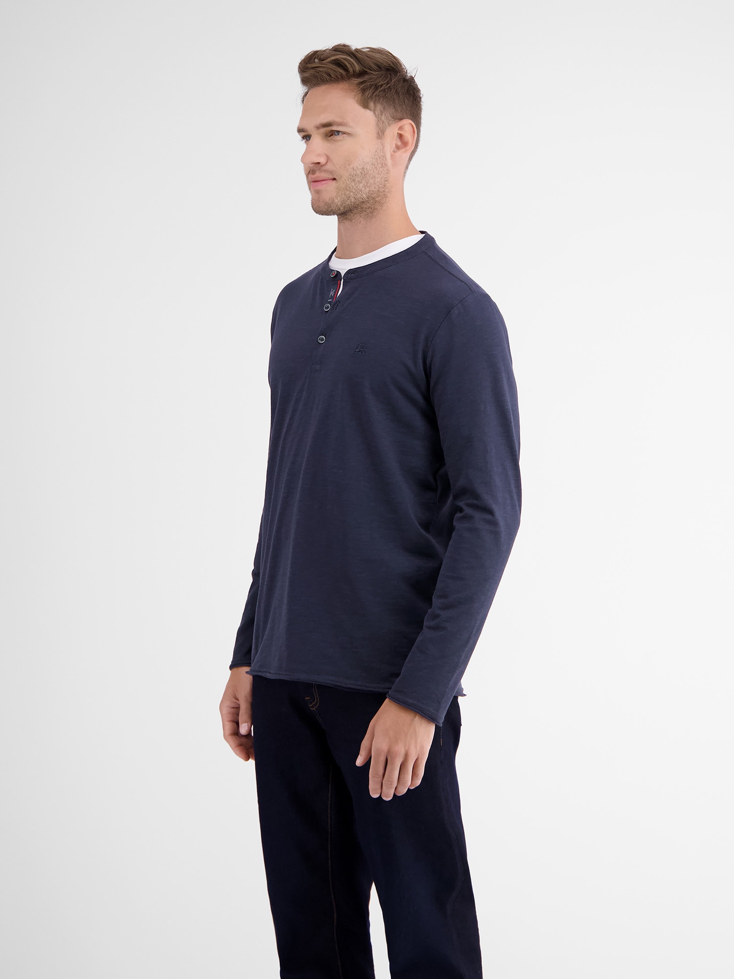 LERROS Langarmshirt »LERROS Slub-Jersey Serafino, Longsleeve«