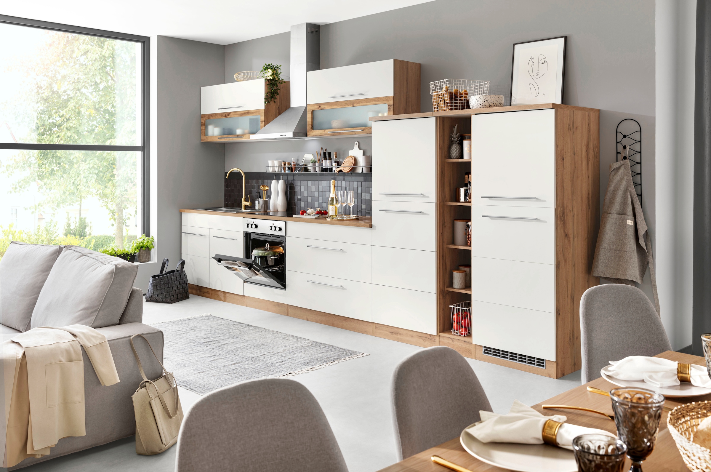 KOCHSTATION Küchenzeile »KS-Wien« Breite 410 cm, wahlweise mit E-Geräten