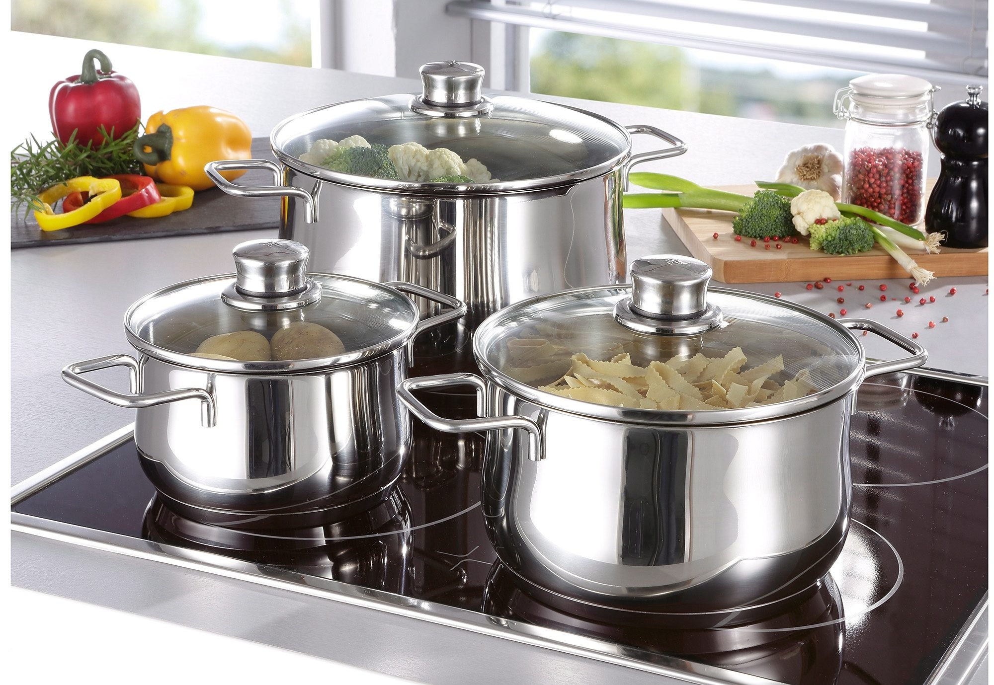 WMF Topf-Set »Diadem Plus«, Cromargan® Edelstahl Rostfrei 18/10, (Set, 6 tlg.), Induktion