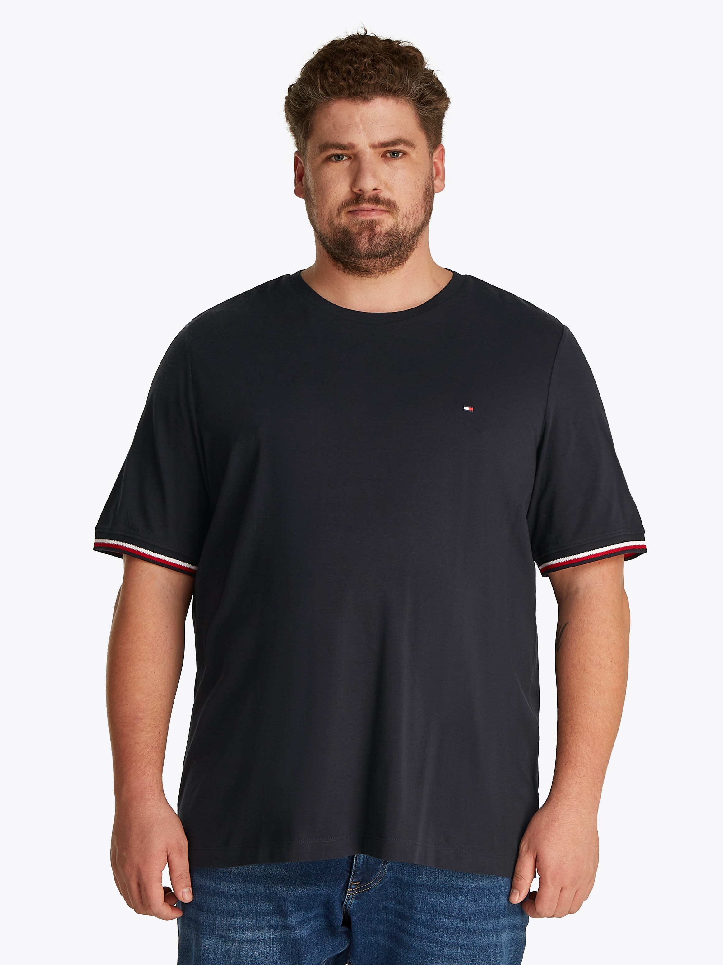 Tommy Hilfiger Big & Tall T-Shirt »BT-GLOBAL STRIPE CUFF TEE-B«, Große Größen
