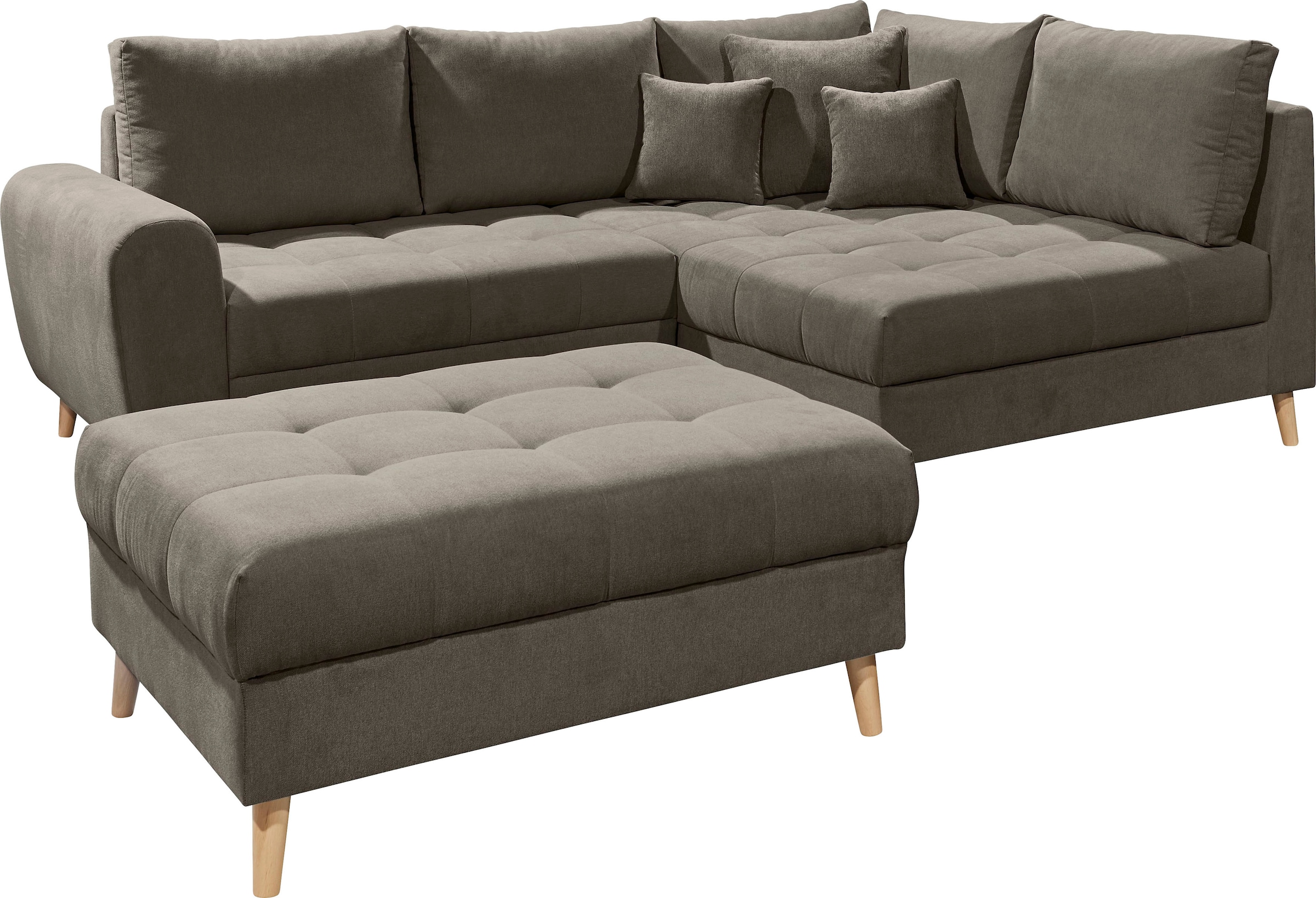 Ecksofa »Alice L-Form«, (Set), mit Hocker, Rückenkissen, Zierkissen, frei im Raum...