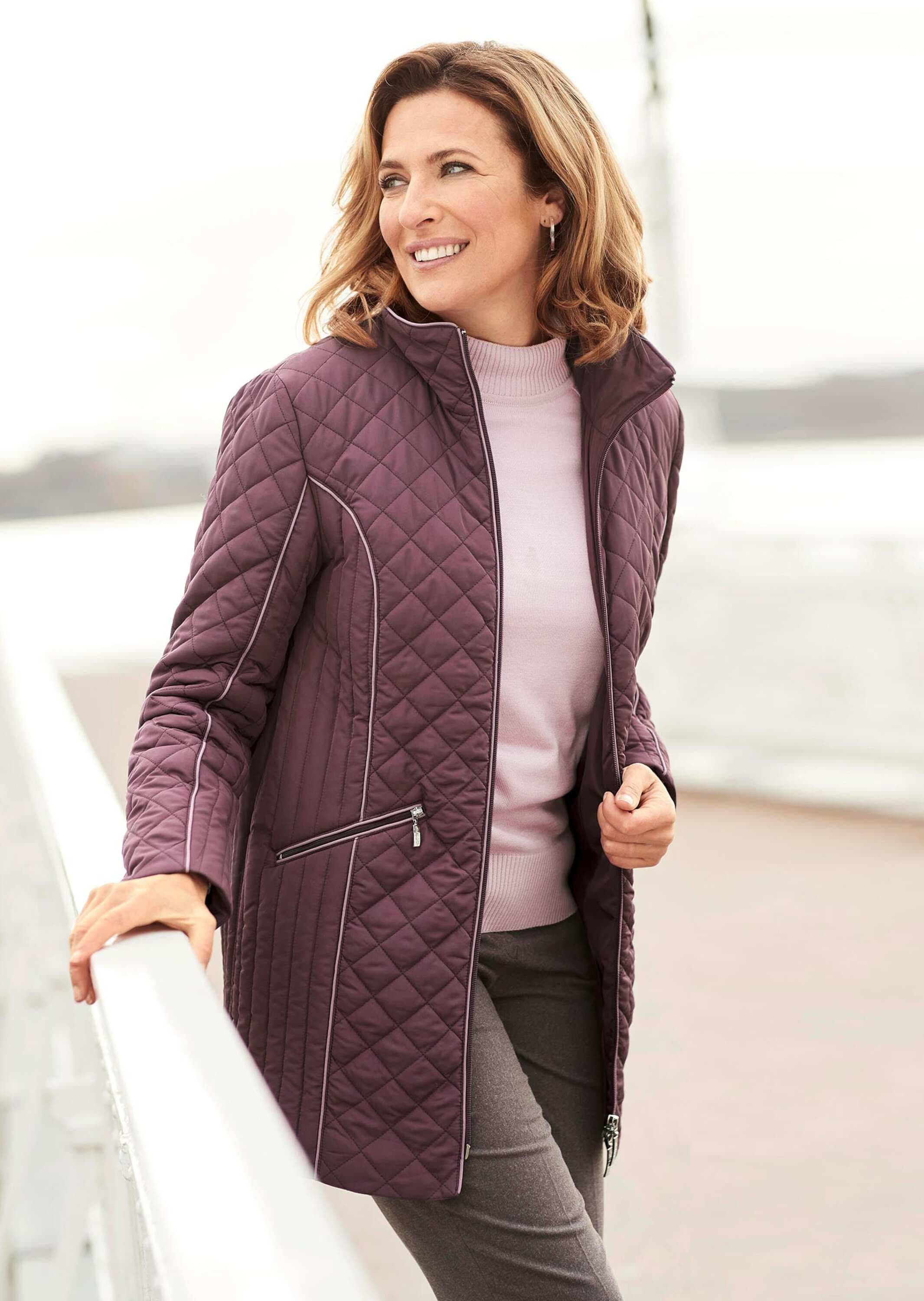 GOLDNER Steppjacke »Longsteppjacke mit Kontrastpaspeln« Ohne