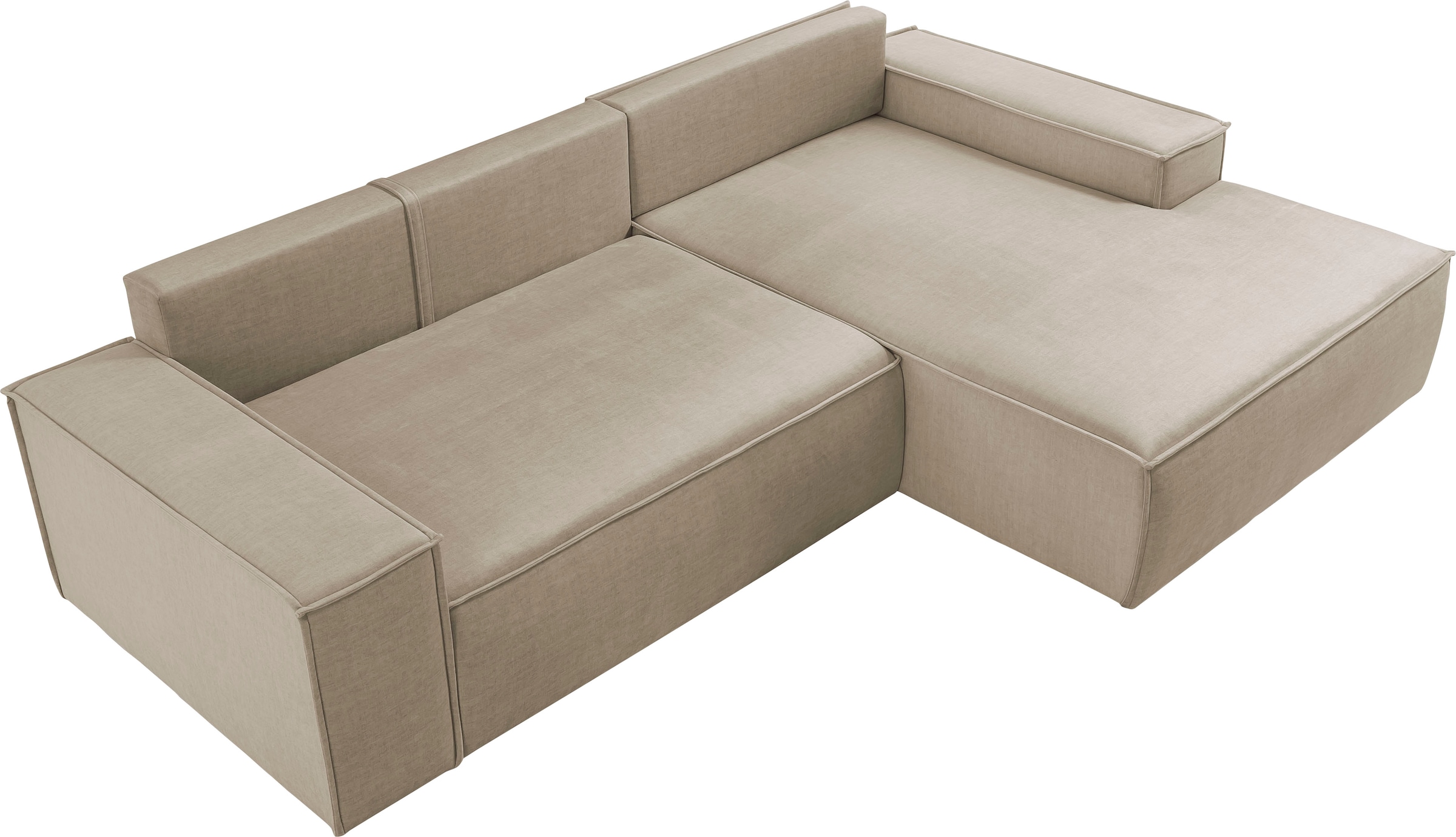 Home affaire Ecksofa SHERWOOD Schlafsofa 267 cm, L-Form, Schlaffunktion mit Bettkasten (210x136 cm), Cord, Vintage, Samtvelours