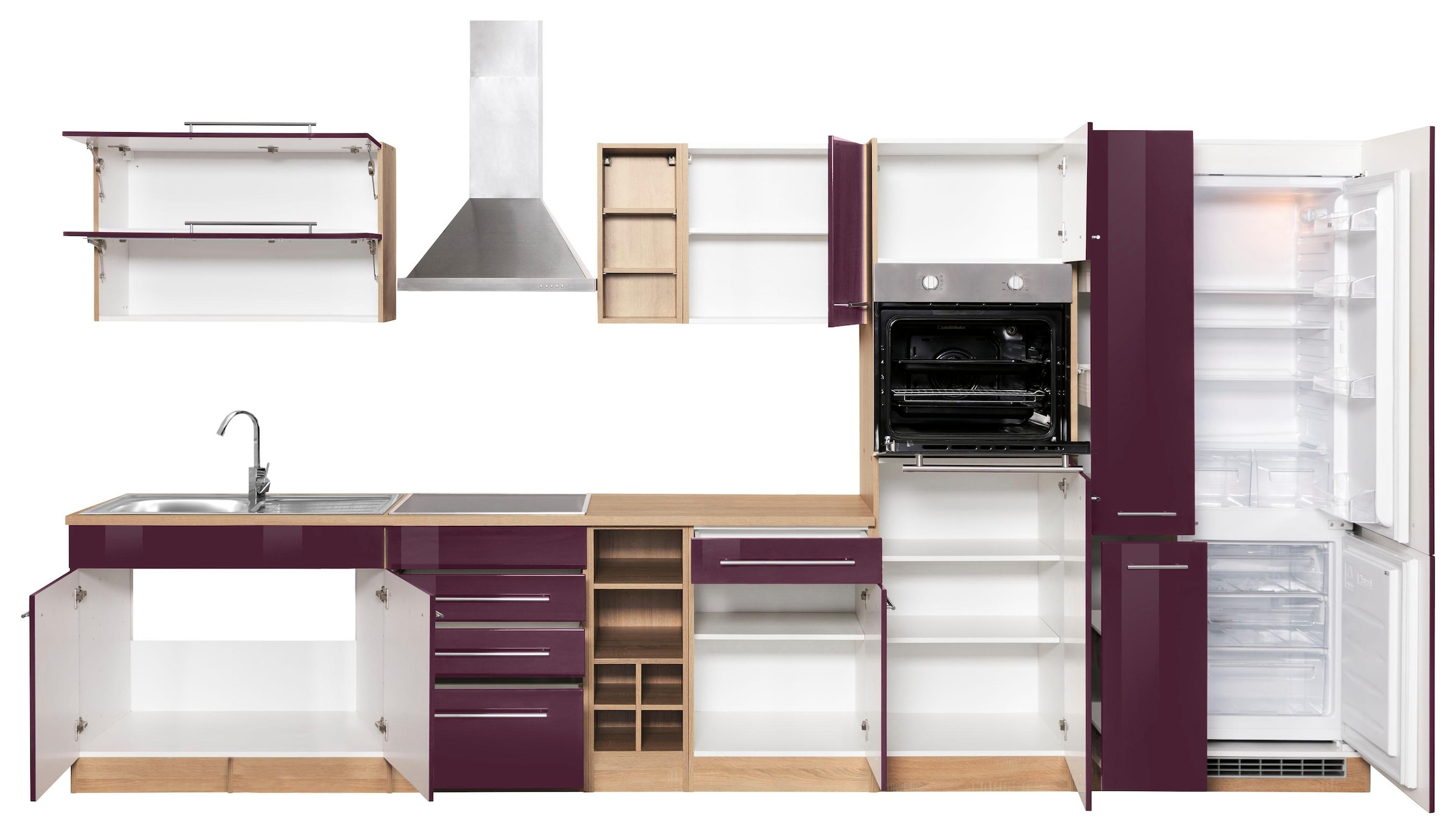 KOCHSTATION Küchenzeile »KS-Eton«, mit E-Geräten, Breite 390 cm