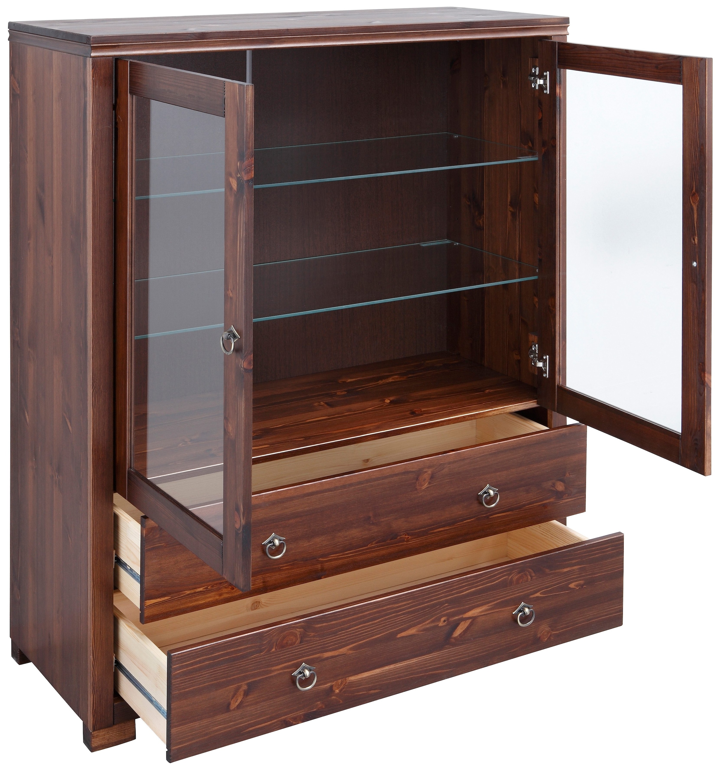 Home affaire Highboard »Gotland«, Vitrine, Breite 101 cm, Türen mit Glaseinsätzen, aus massiver Kiefer