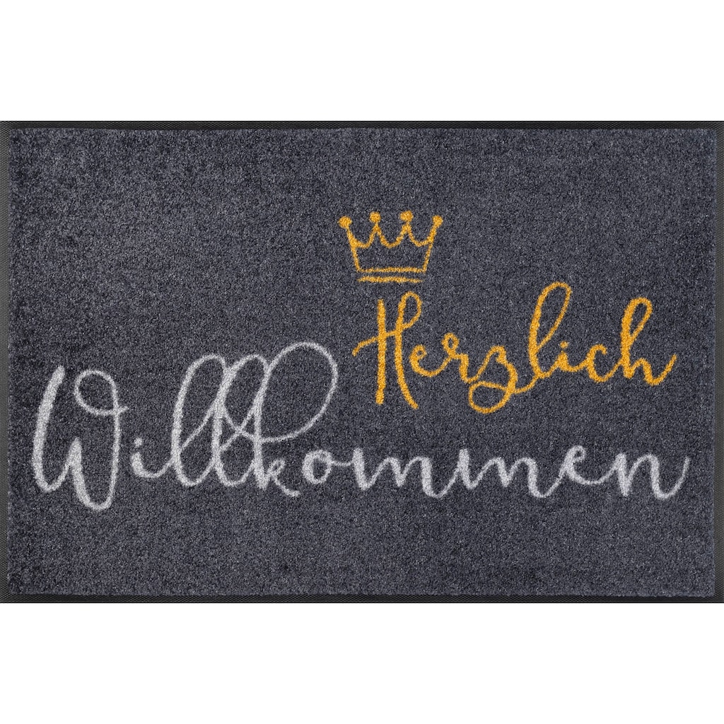 wash+dry by Kleen-Tex Fußmatte »Willkommen Krone«, rechteckig