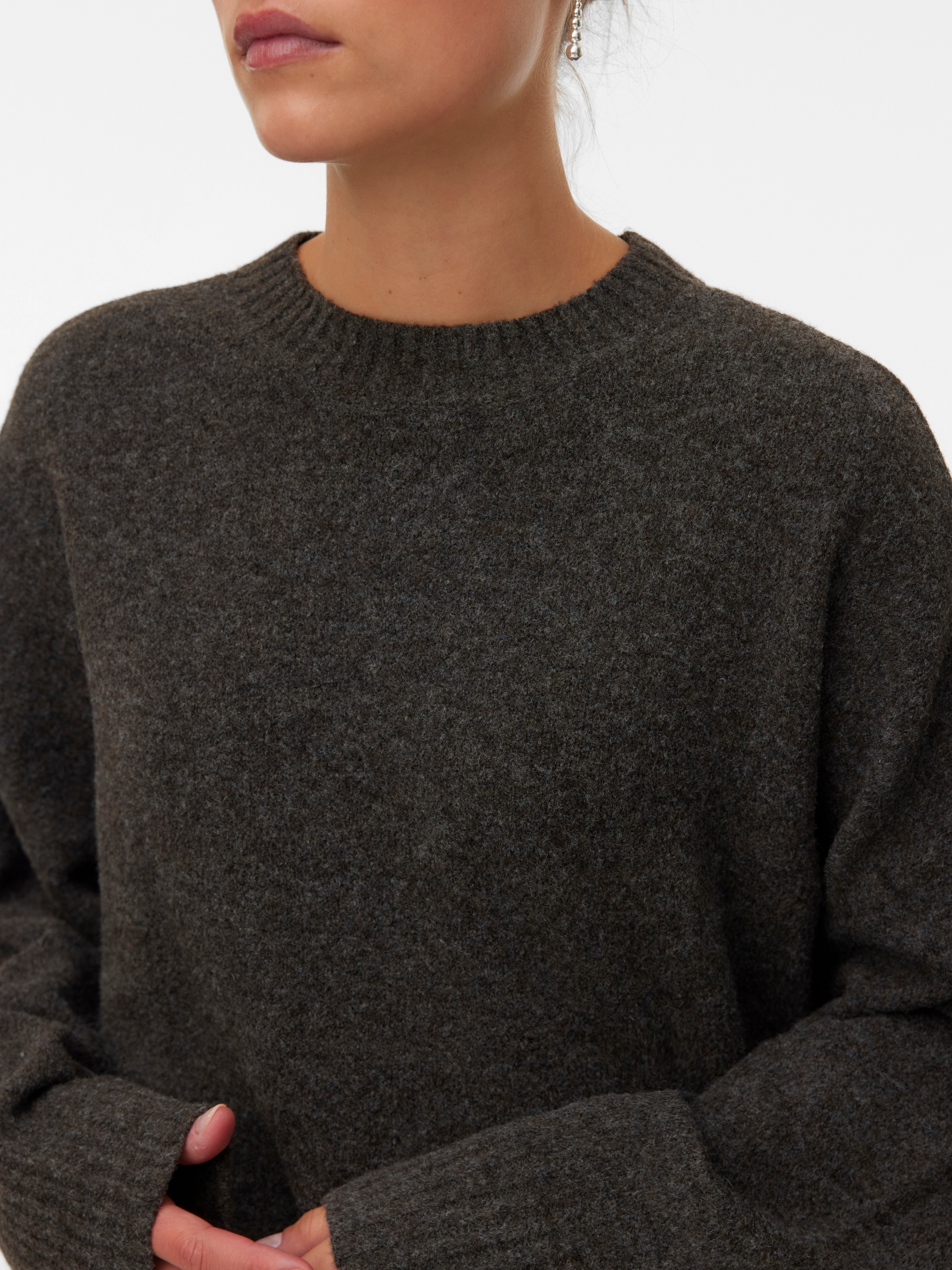 Vero Moda Strickpullover »VMBOOM LS O-NECK PULLOVER GA NOOS« Materialmix, loose fit