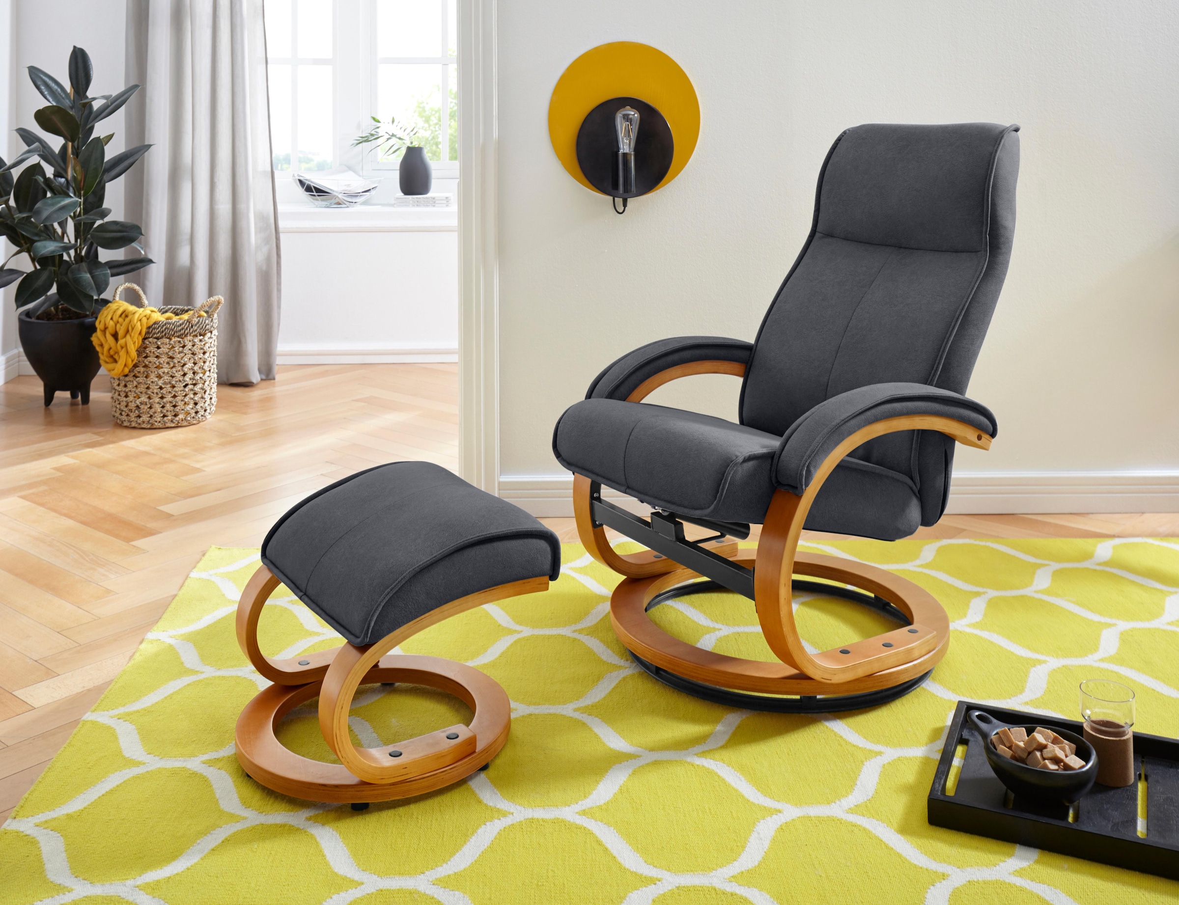Home affaire Relaxsessel "Lille, TV-Sessel, Sessel mit Hocker, Wohnzimmer," Schlaffunktion, Luxus-Microfaser Bezug und Holzgestell, Sitzhöhe 46 cm
