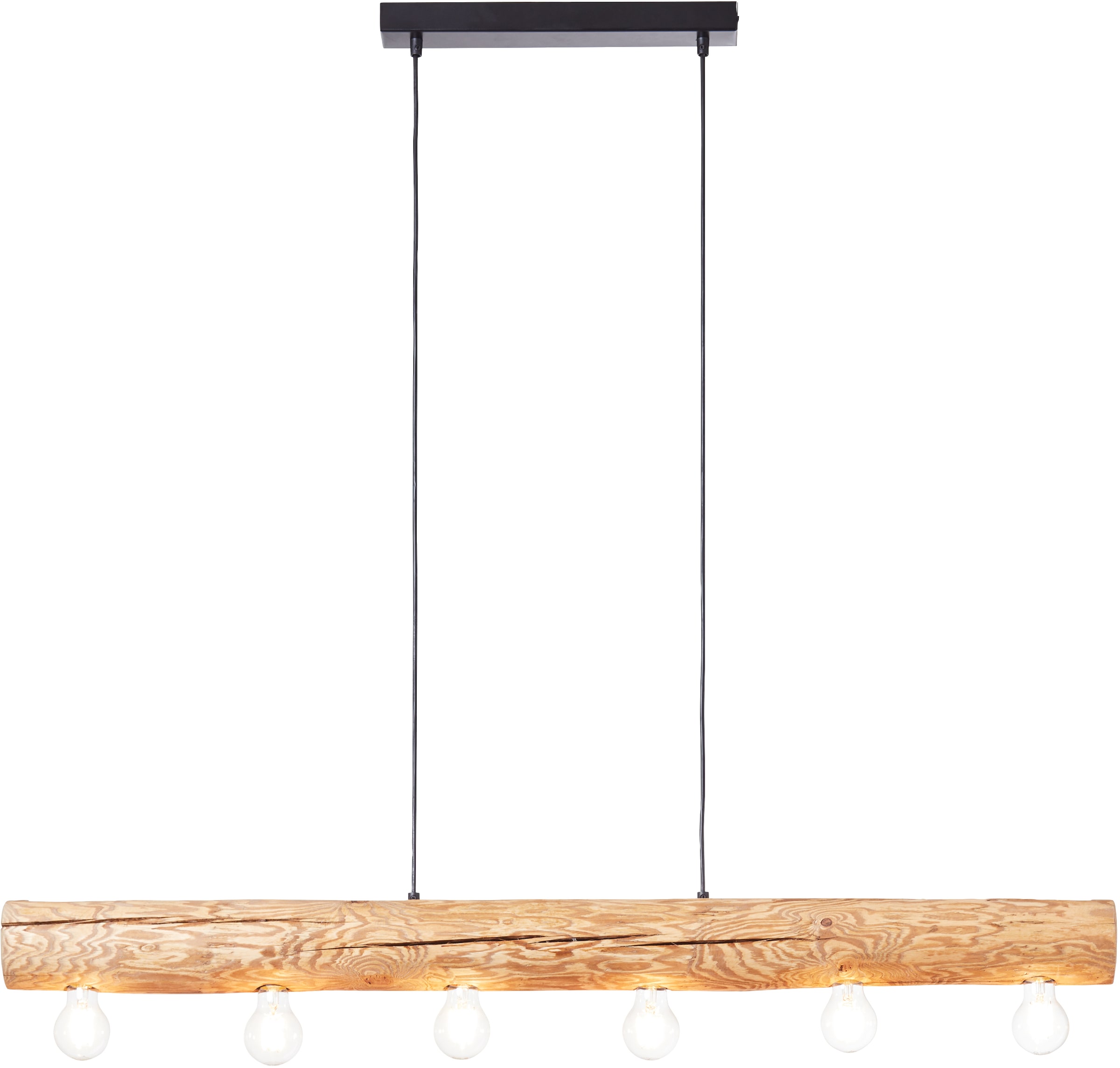 Brilliant Pendelleuchte »Trabo«, 6 flammig, Leuchtmittel E27 | ohne Leuchtmittel, 105cm Höhe, 115cm Breite, 6x E27, kürzbar, Holz/Metall, kiefer gebeizt