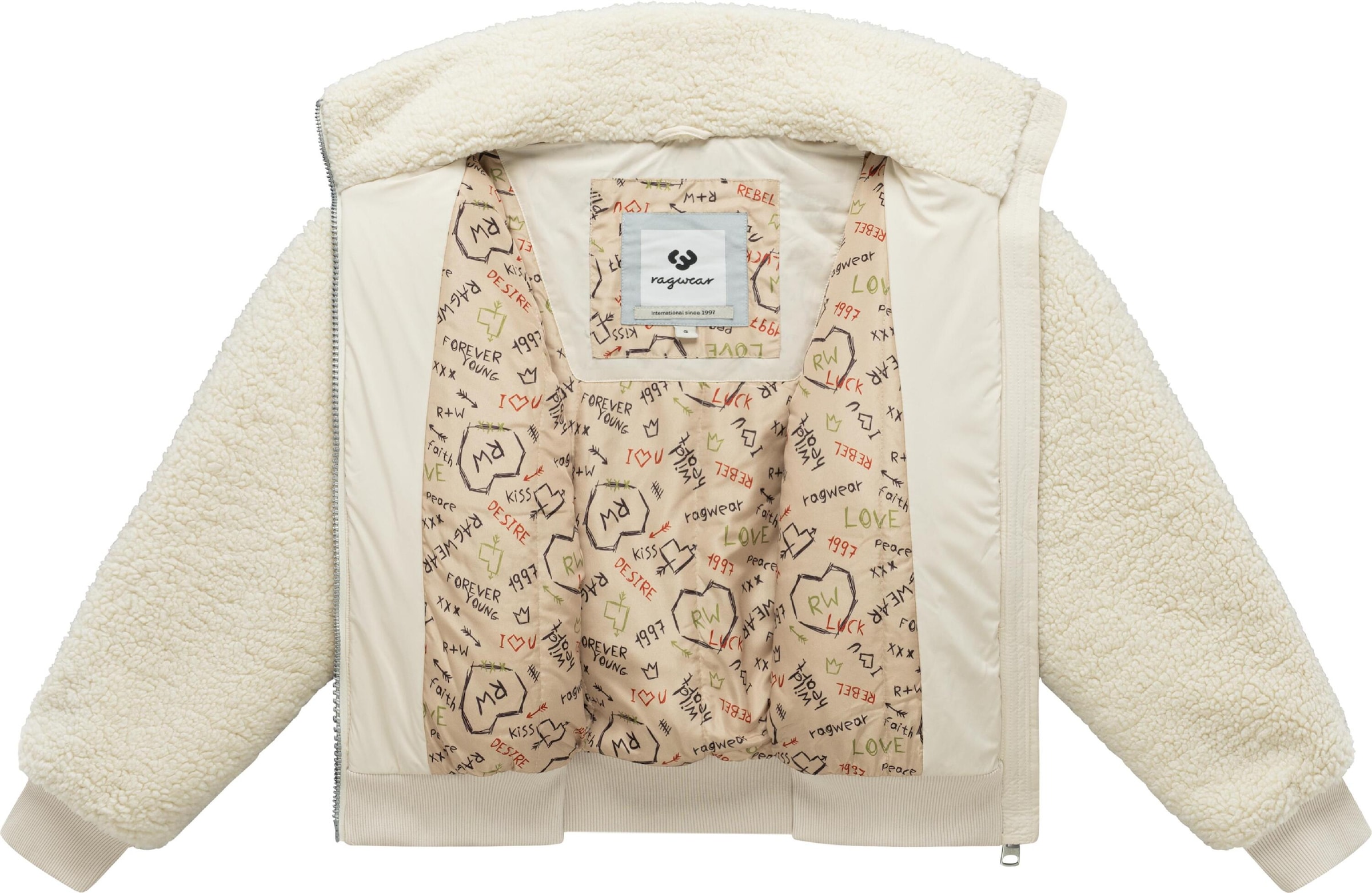 Ragwear Plüschjacke »Plüschjacke Tillie Y« ohne Kapuze oversized Damen Teddyjacke mit Rippstrickbündchen