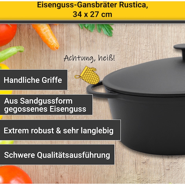 Krüger Bräter »Rustica«, Eisenguss-Emaille, 7,5 Liter, Induktion mit 3  Jahren XXL Garantie