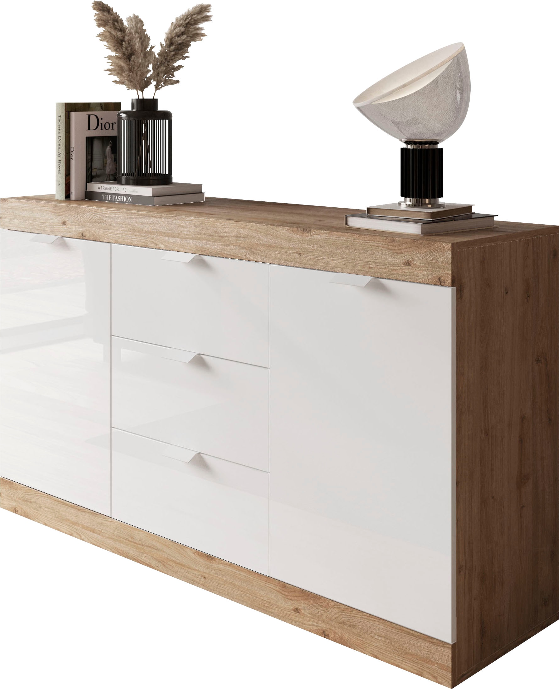 INOSIGN Sideboard »Slim«, Breite 136 cm, weiß Hochglanz Lack