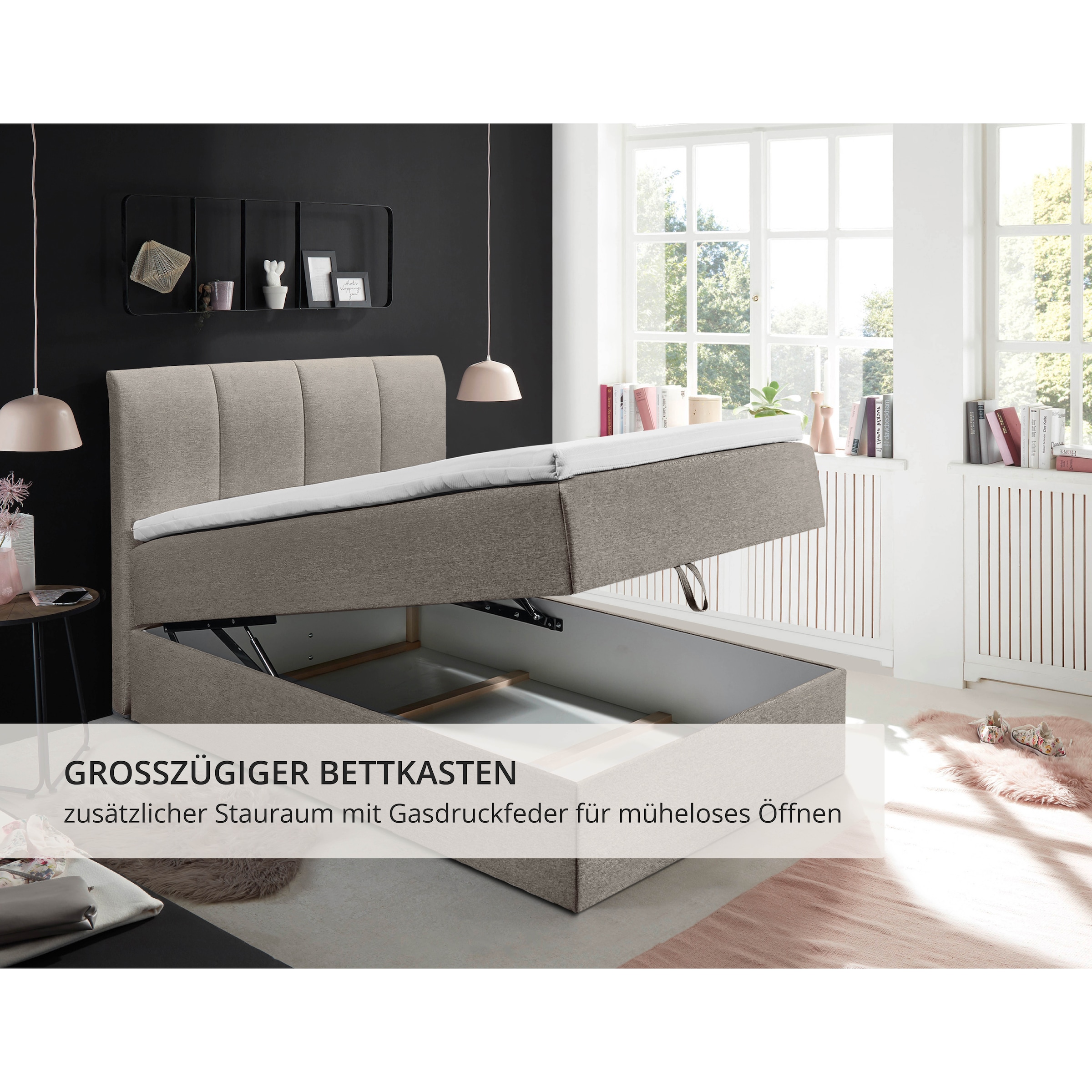 ED EXCITING DESIGN Boxbett »"Granada"  inkl. Bettkasten und Topper« erhältlich in den Größen 120x200cm & 180x200cm
