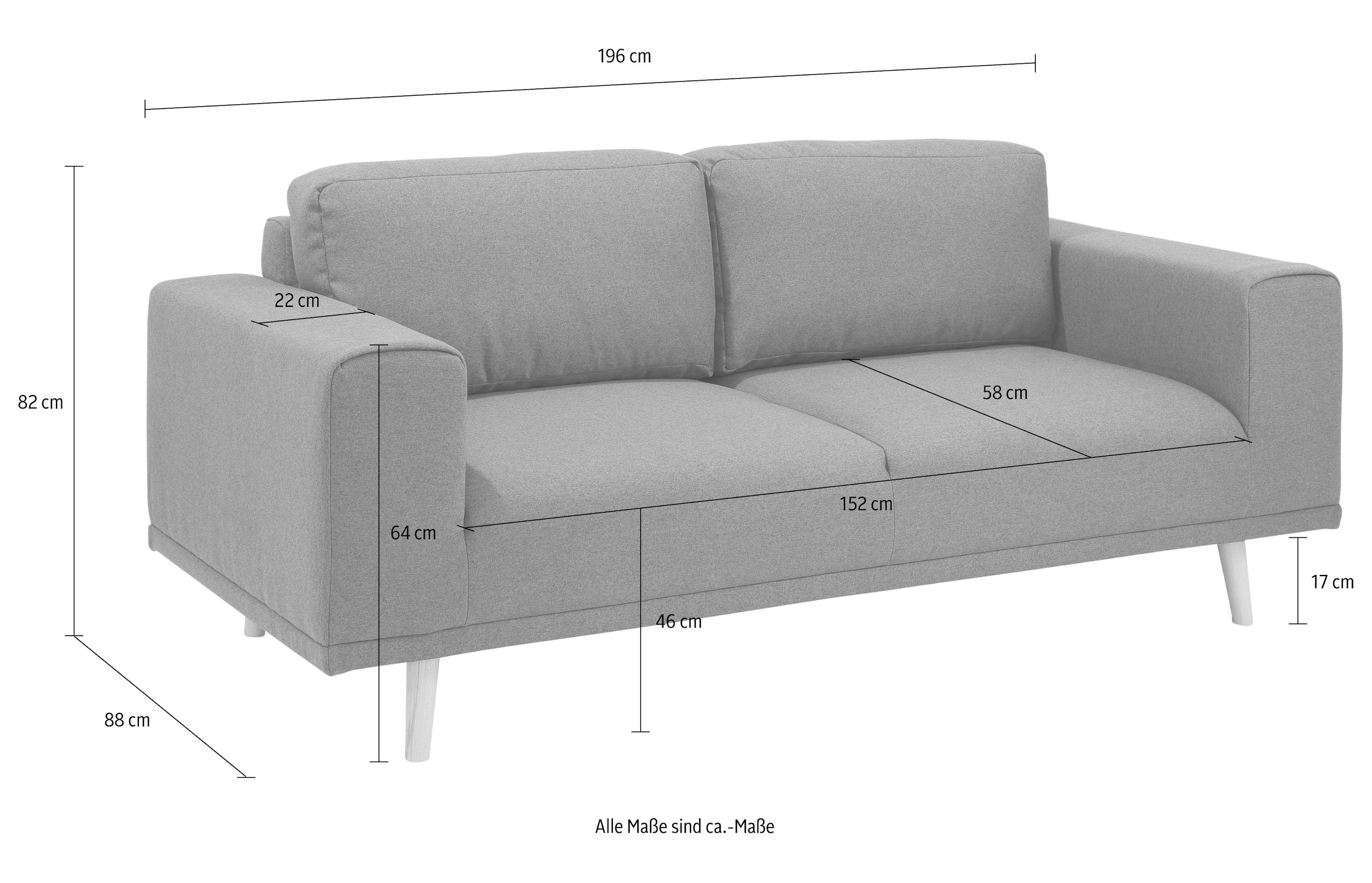 Home affaire 2-Sitzer »Lasse« im scandinavischem Stil mit Holzfüßen