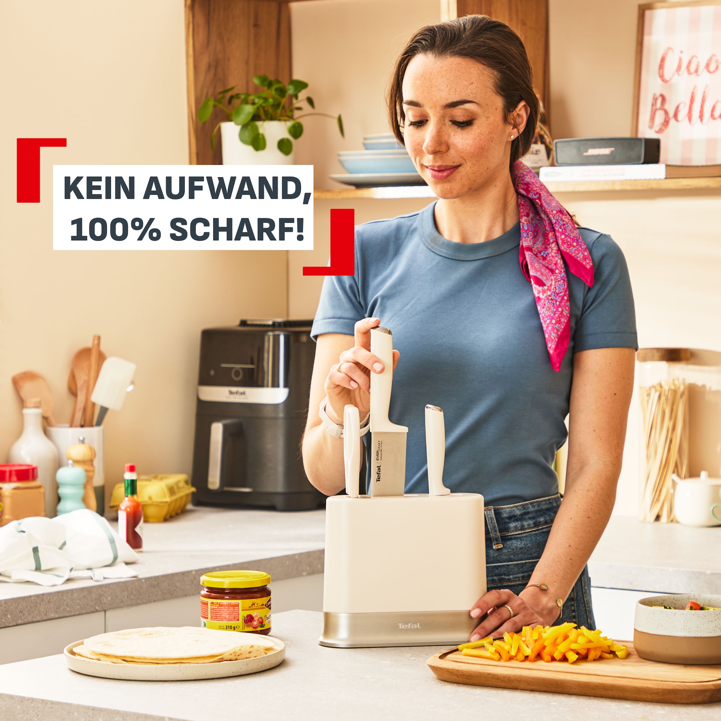 Tefal Messer-Set »EverSharp Daily« selbstschärfender Messerblock, schlankes Design, spülmaschinenfest