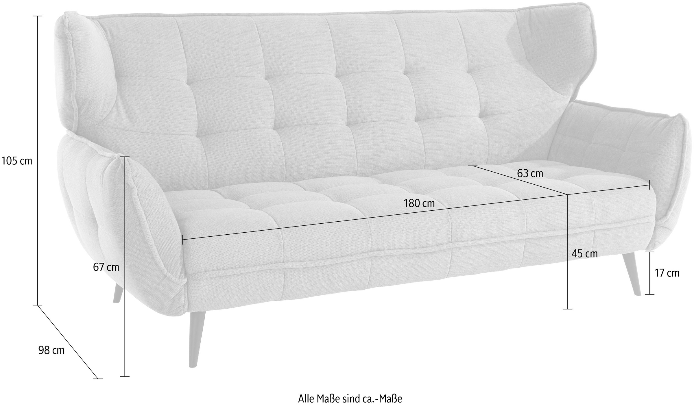 Leonique 3-Sitzer »Ariana«, Big-Sofa bzw. stylischer Hochlehner
