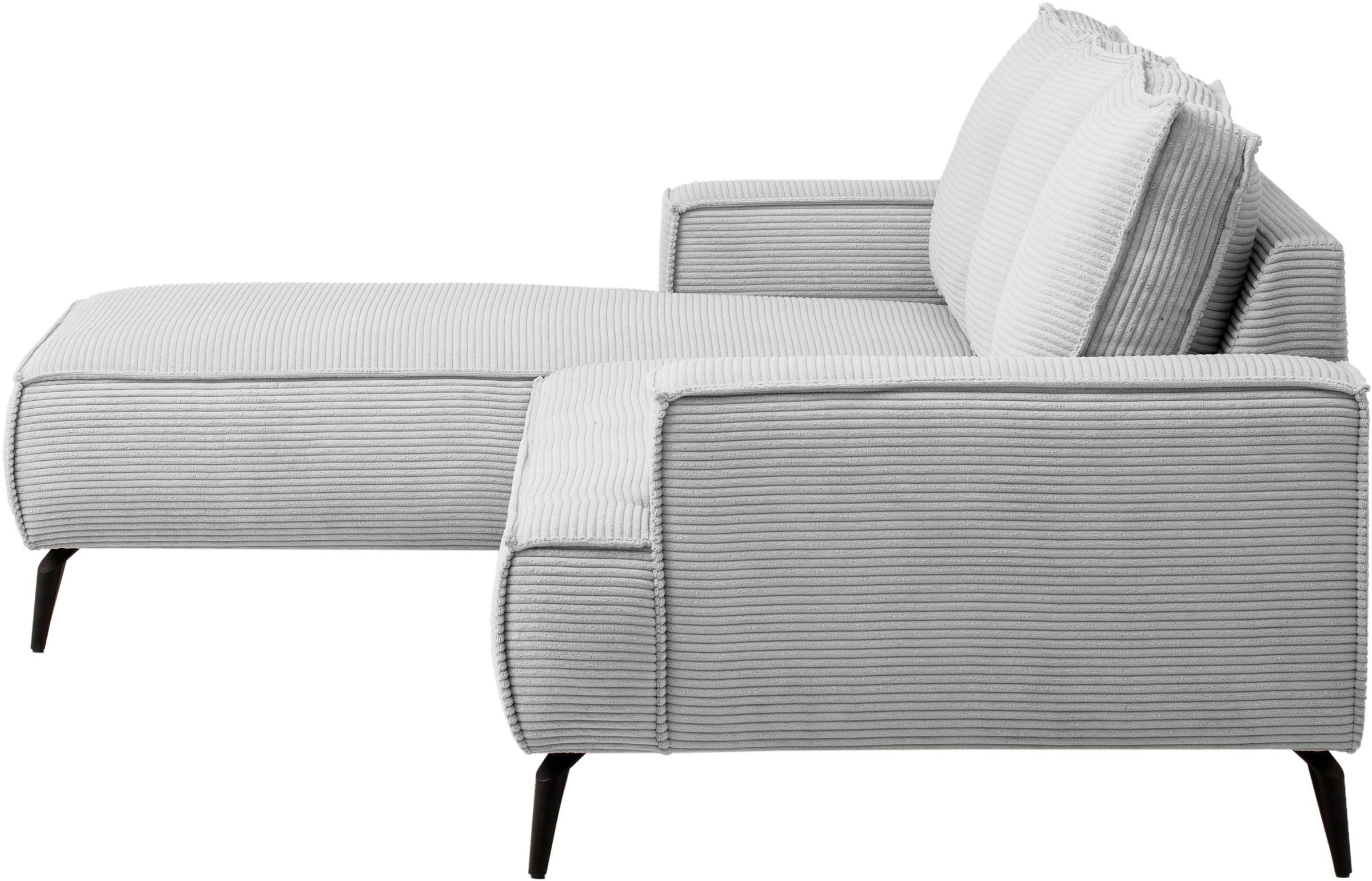 andas Ecksofa »TVINNU, L-Form in Cord, Sofa«, wahlweise Recamiere rechts/links, schwarze Füße, bequemer Sitzkomfort