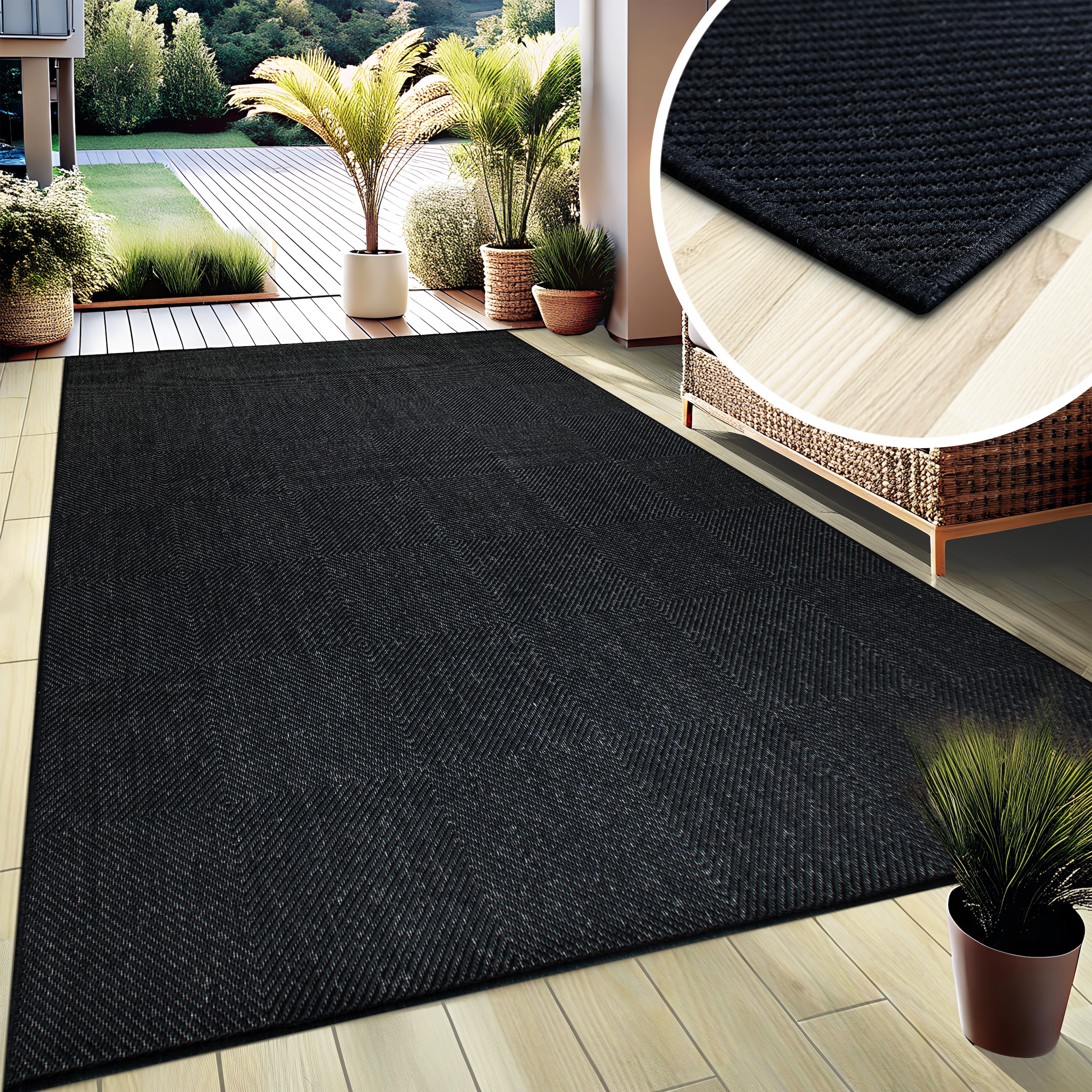 my home Teppich »Anna, auch als Läufer erhältlich«, rechteckig, 3 mm Höhe, In- und Outdoor geeignet, Sisal-Optik, Wetterfest & UV-beständig