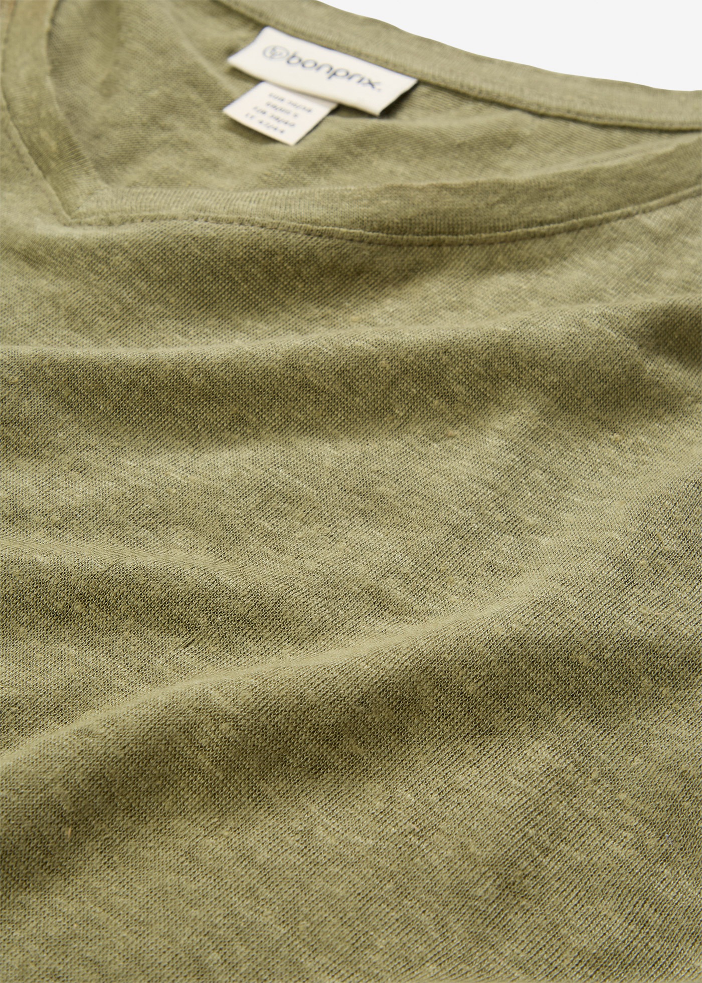 bonprix T-Shirt »Shirt aus reinem Leinen« figurumspielende Passform, Kurzarm, V-Ausschnitt, aus Leinen