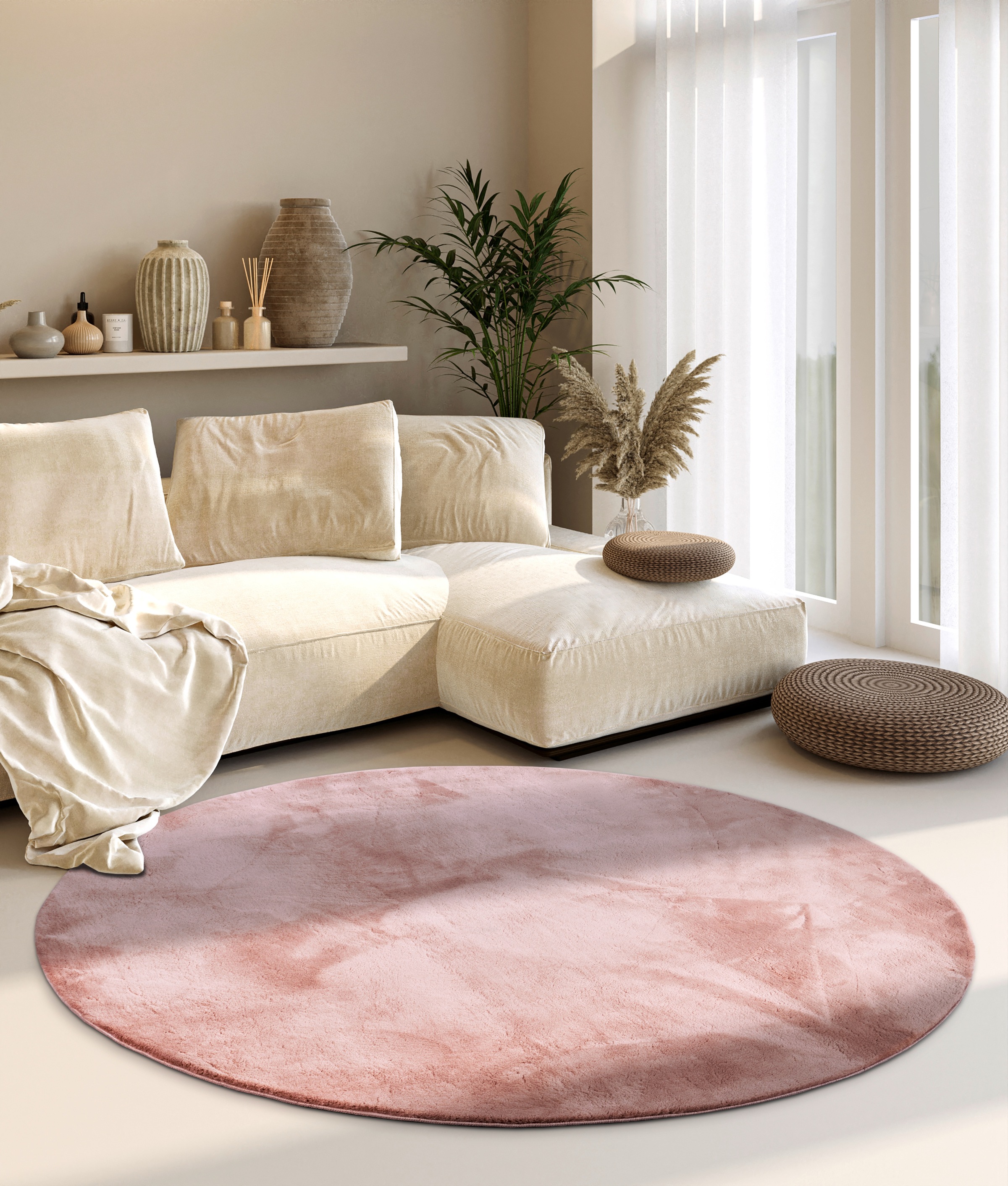 Villeroy & Boch Teppich »Leon«, rund, 15 mm Höhe, Langflor, Shaggy, einfarbig, flauschig, weich, glänzend, modern, uni