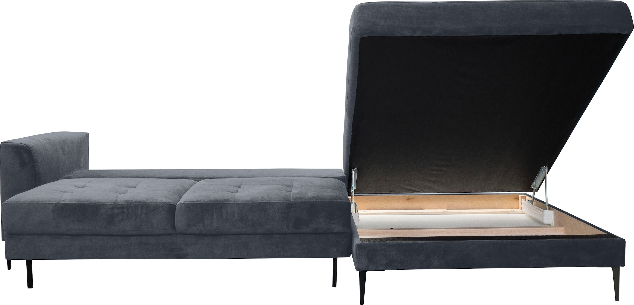 TRENDMANUFAKTUR Ecksofa »Luzi, wahlweise mit Schlaffunktion und Bettkasten bestellbar, L-Form«, Designsofa mit tollem Sitzkomfort, Metallfüße schwarz, Breite 280 cm