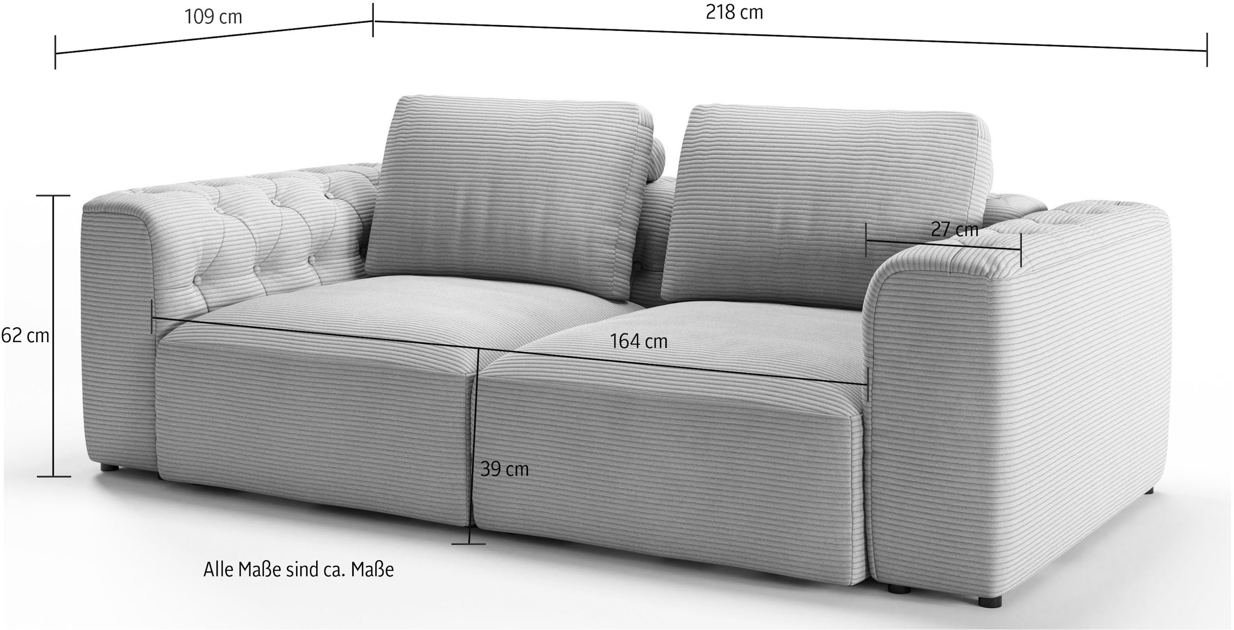 RAUM.ID 2-Sitzer »Cushid«, Modulsofa, bestehend aus 2 Teilen, Breite 218 cm