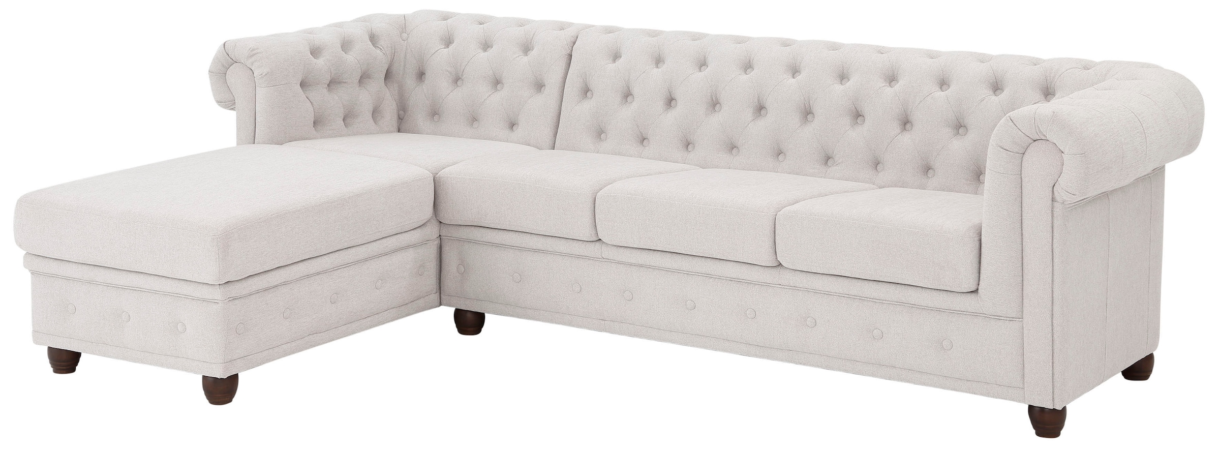 Home affaire Chesterfield-Sofa »New Castle L-Form«, hochwertige Knopfheftung in Chesterfield-Design, B/T/H: 255(171/72)