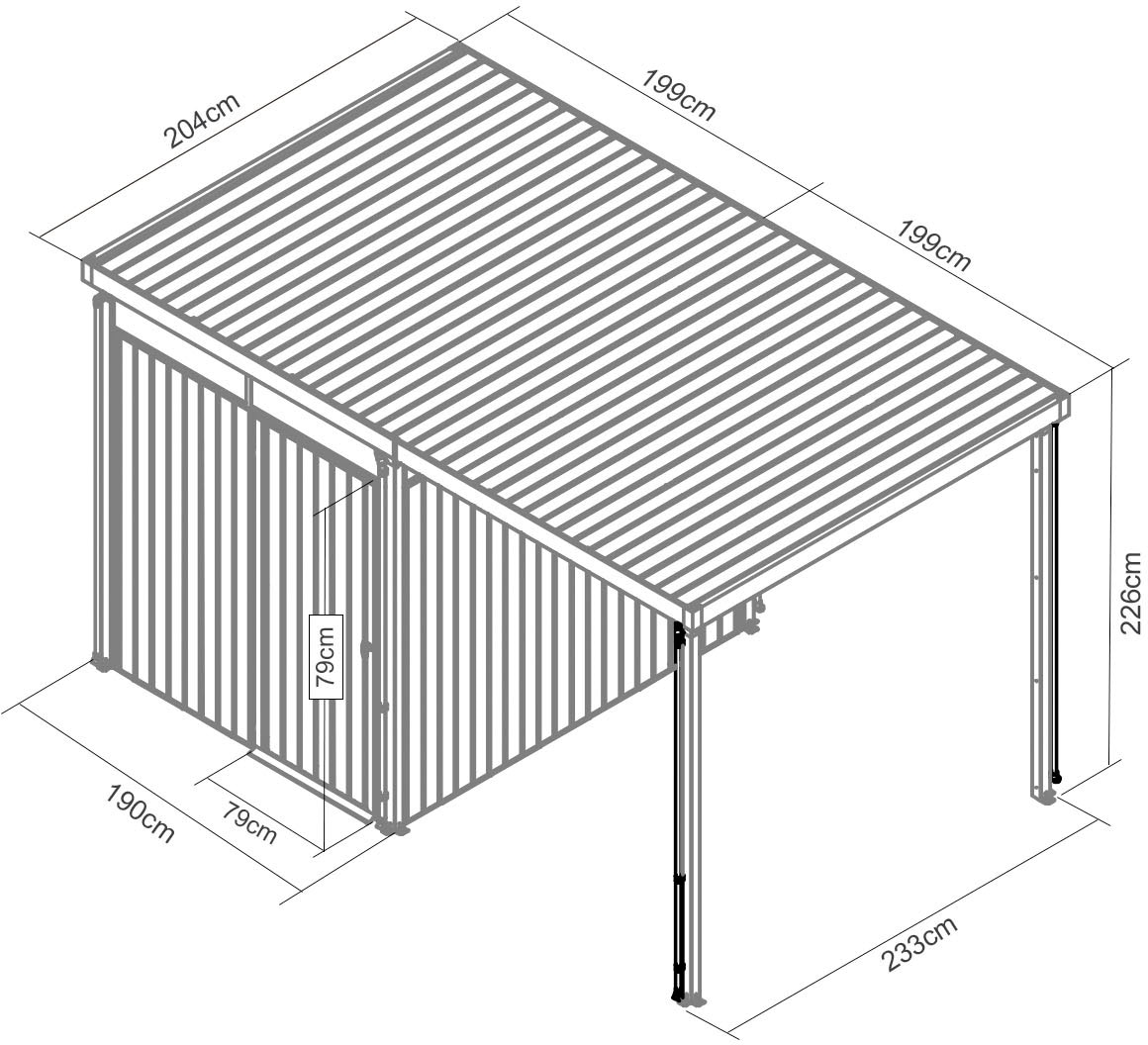 KONIFERA Gerätehaus »Stefano mini«, (Set), Stahl, mit seitlichem Anbau