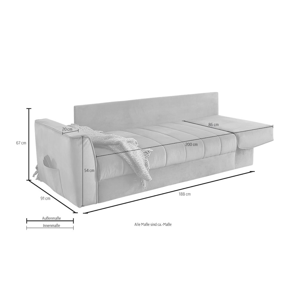 Jockenhöfer Gruppe Schlafsofa »Rick«, Platzsparendes Sofa mit Gästebettfunktion, Federkernpolsterung