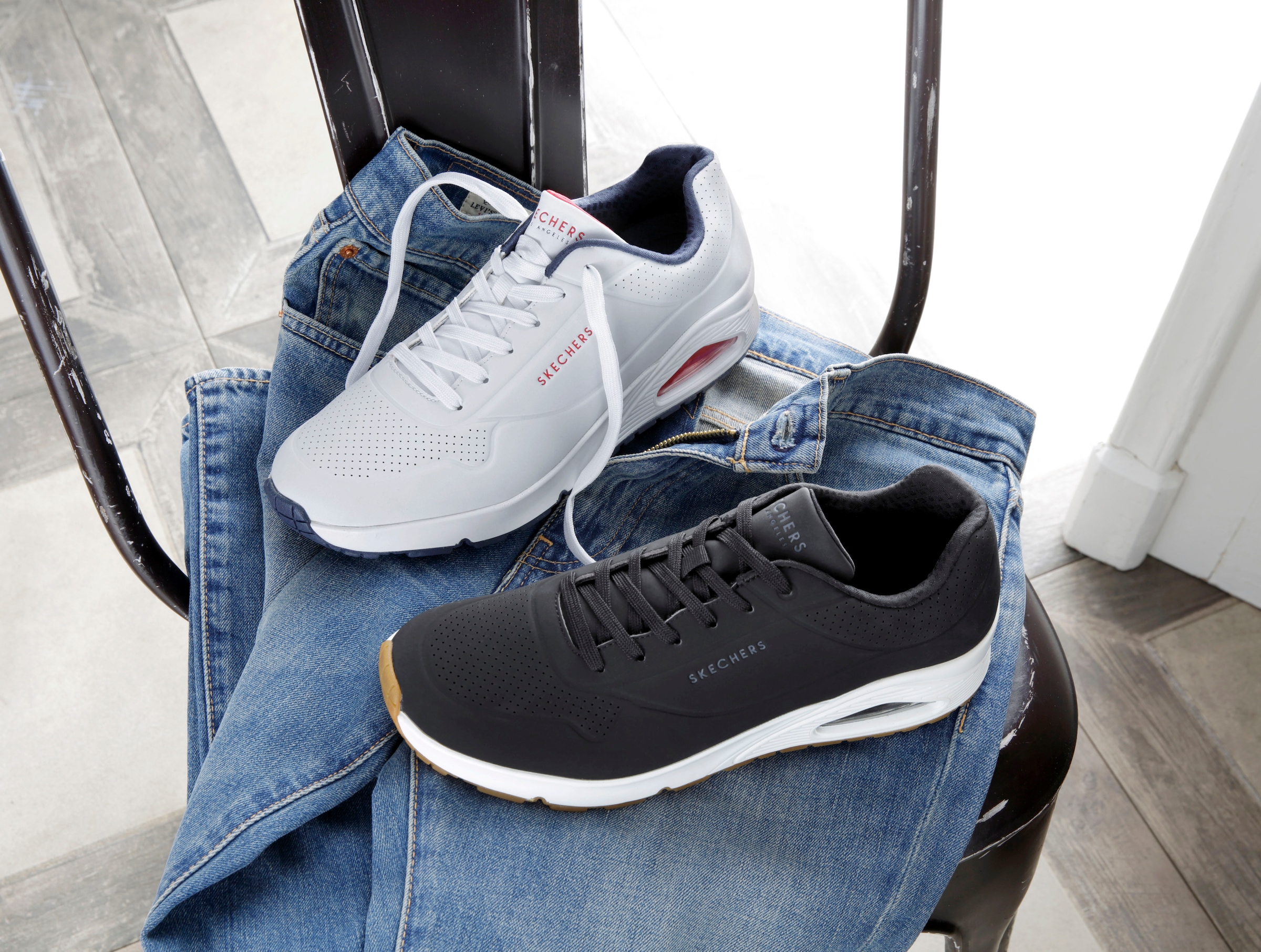 Skechers Sneaker »Uno - Stand on Air«, mit extra Dämpfung, Freizeitschuh, Halbschuh, Schnürschuh