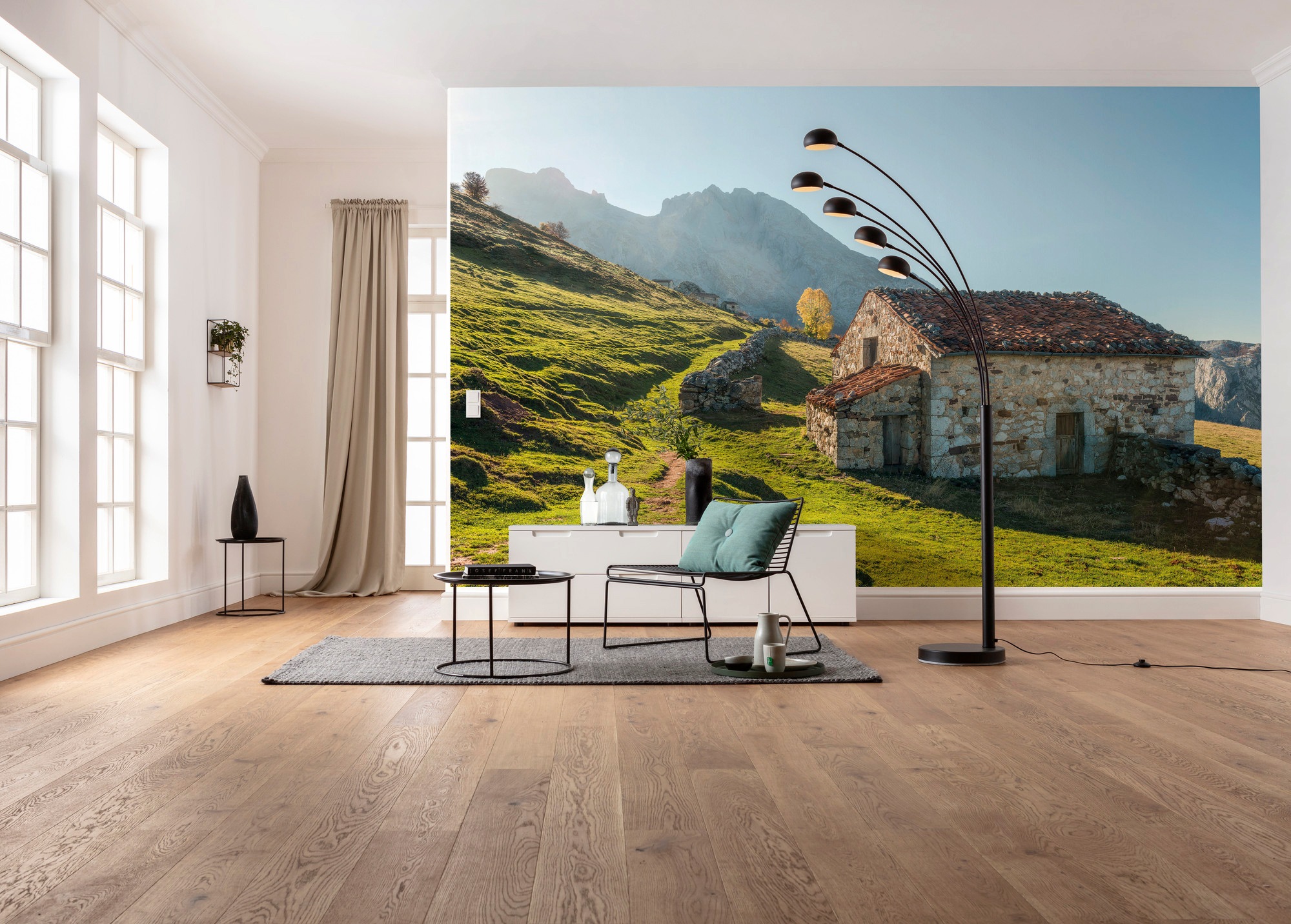 Komar Vliestapete »Digitaldruck Vlies - Picos de Europe Alm - Größe 450 x 280 cm«, bedruckt, Wohnzimmer, Schlafzimmer
