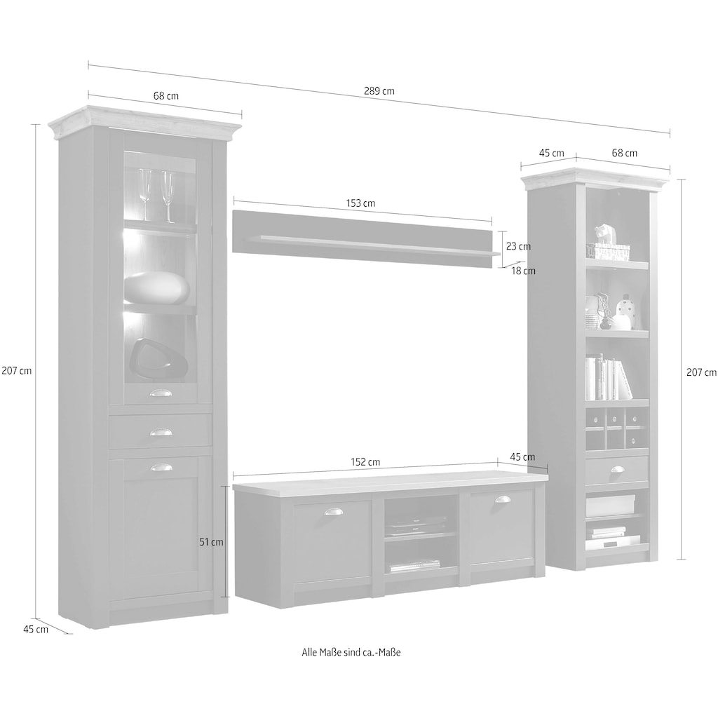 Home affaire Wohnwand »Cambridge«, (Set, 4 St.), ohne Beleuchtung