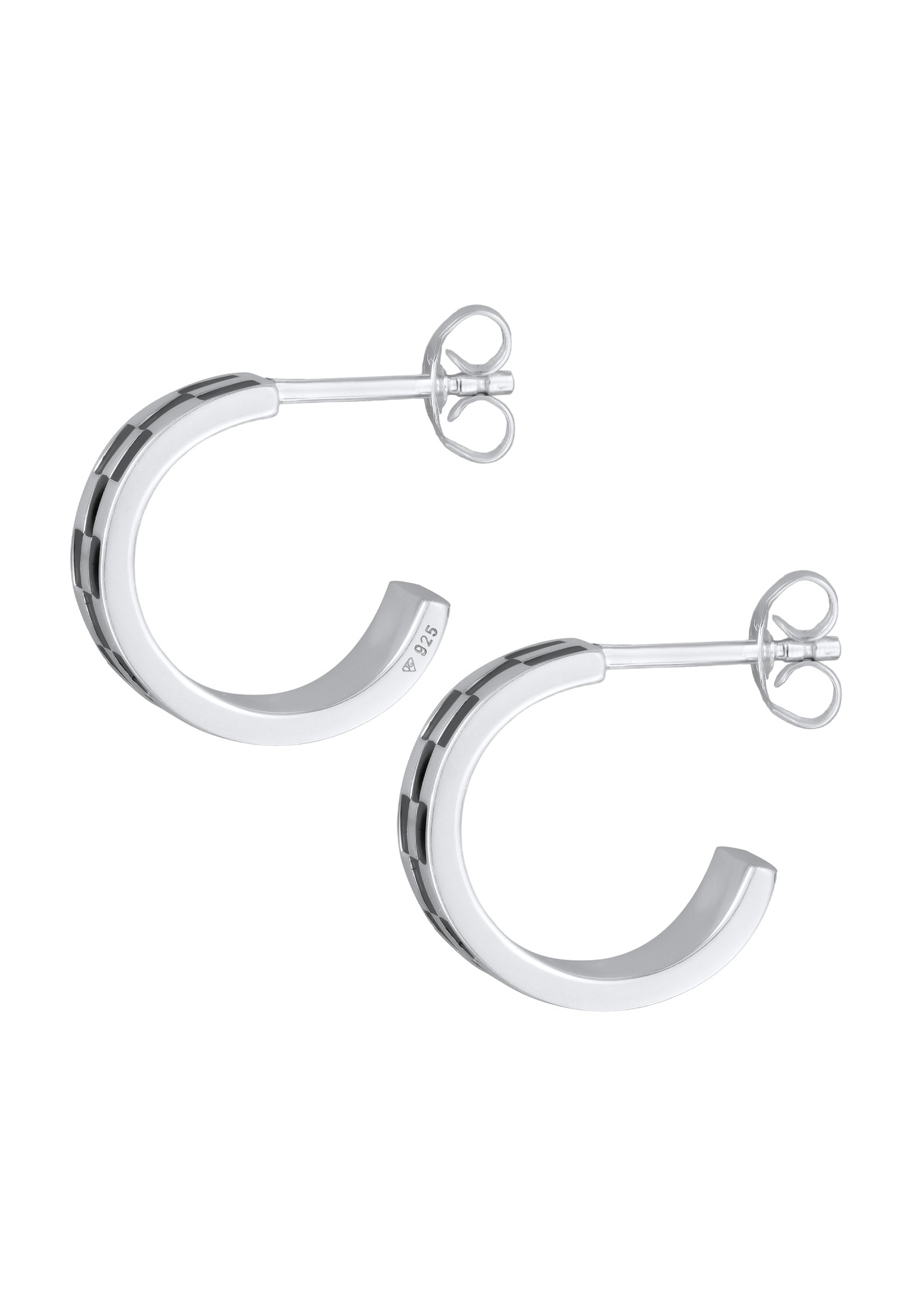 Kuzzoi Paar Ohrstecker »Ohrringe Creolen Ohrstecker Schachbrett Emaille 925 Silber«