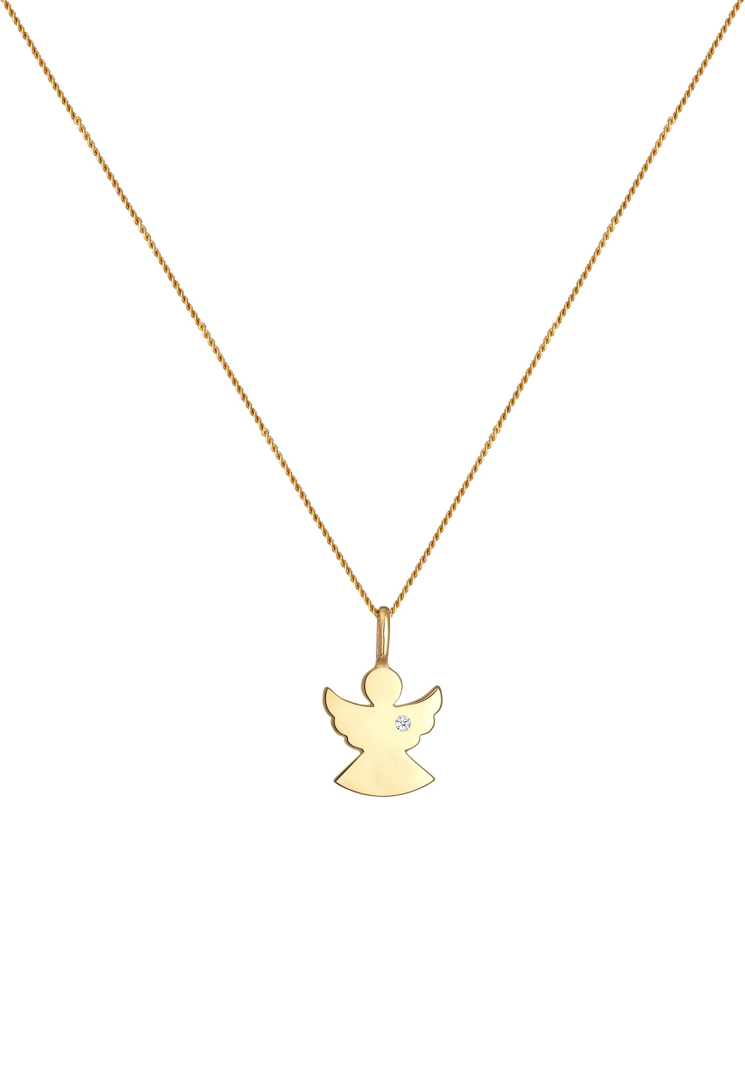 Elli DIAMONDS Silberkette »Halskette Engel Schutz Diamant (0.015 ct.) 585 Gelbgold«