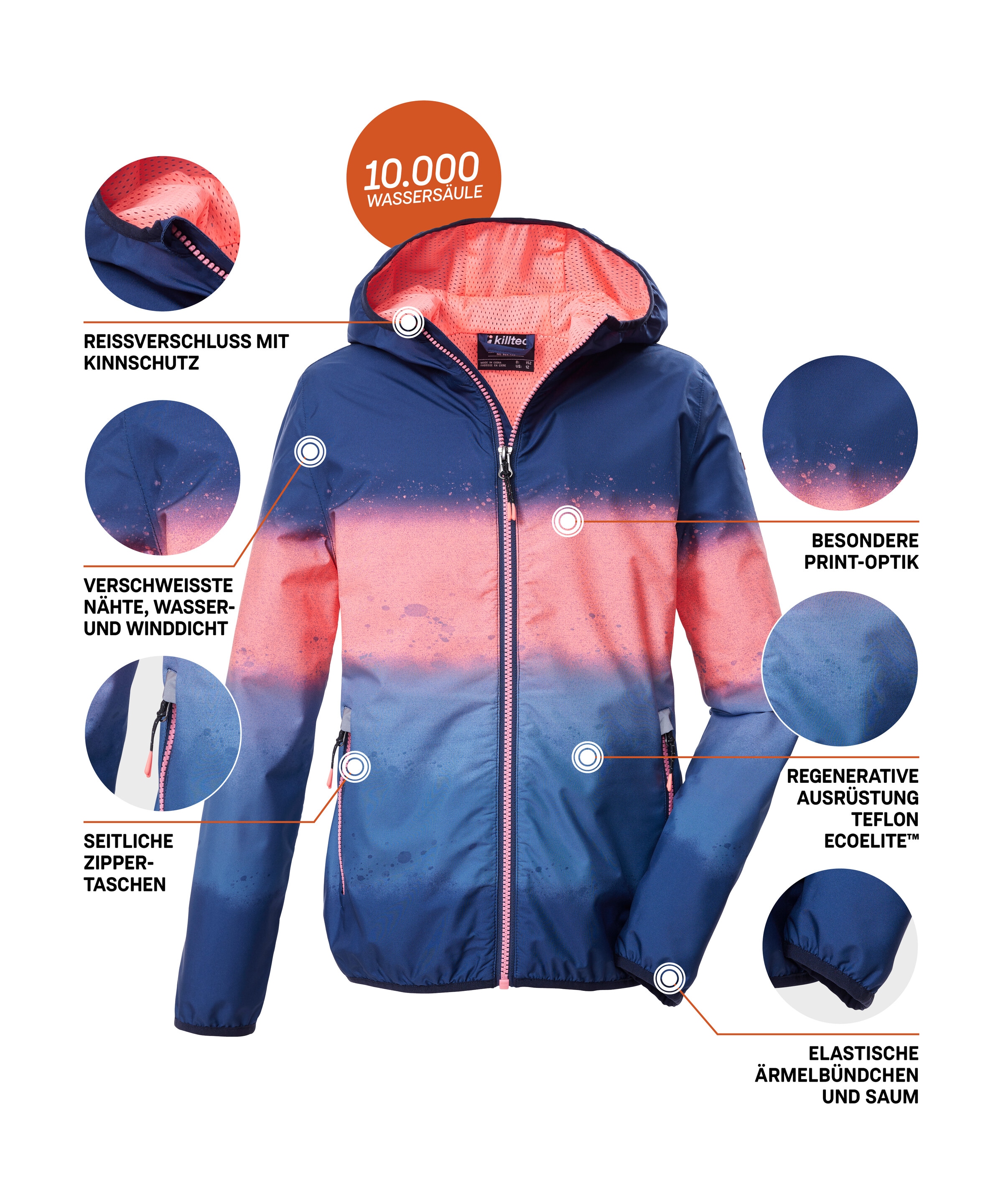 Killtec Funktionsjacke »KOS 155 GRLS JCKT« Leichte, wetterfeste Mädchenjacke mit All-Over-Print