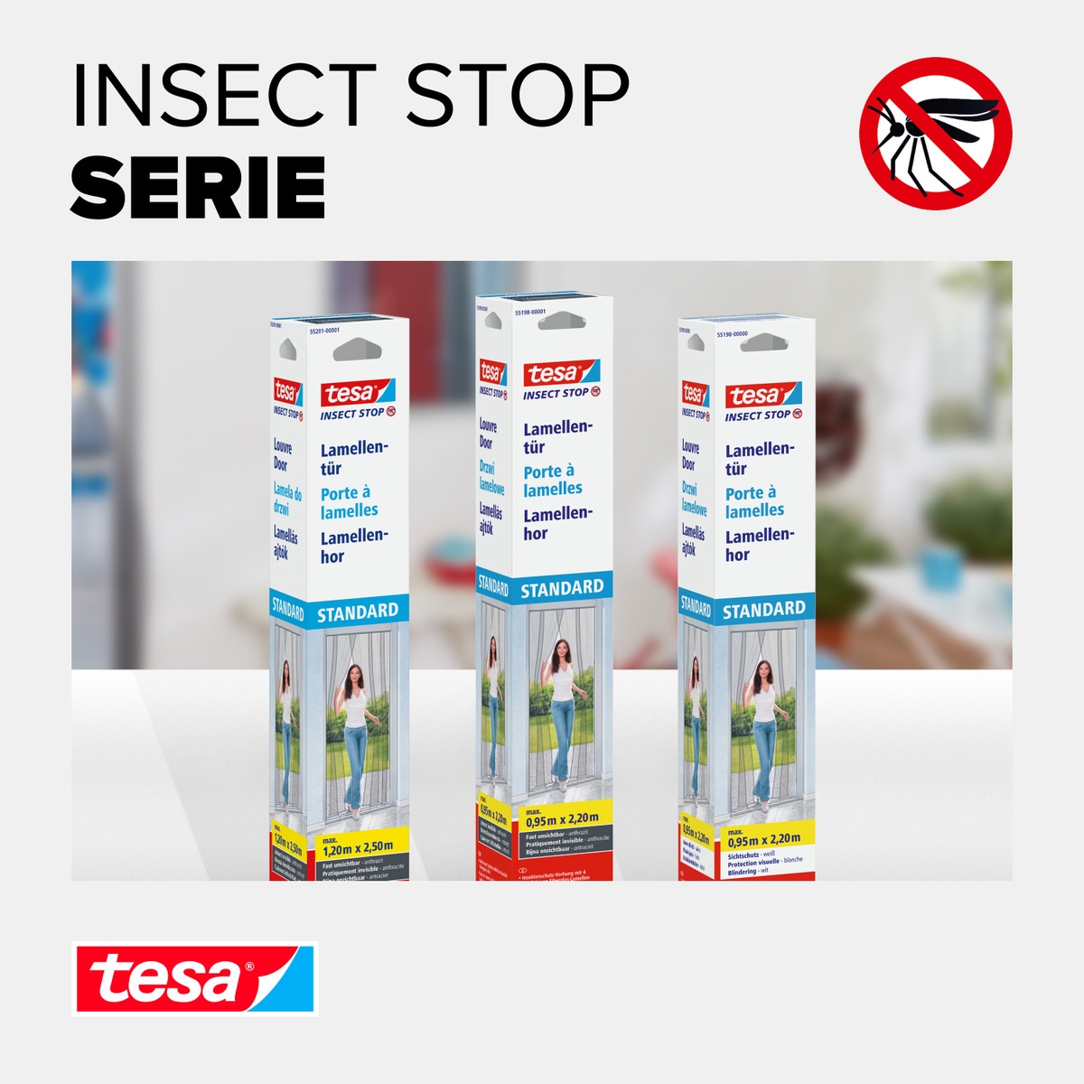 tesa Insektenschutz-Tür »Insect Stop Standard Fliegengitter für Türen - 0.95 m : 2.2 m«, Lamellentür für Balkon & Terrasse