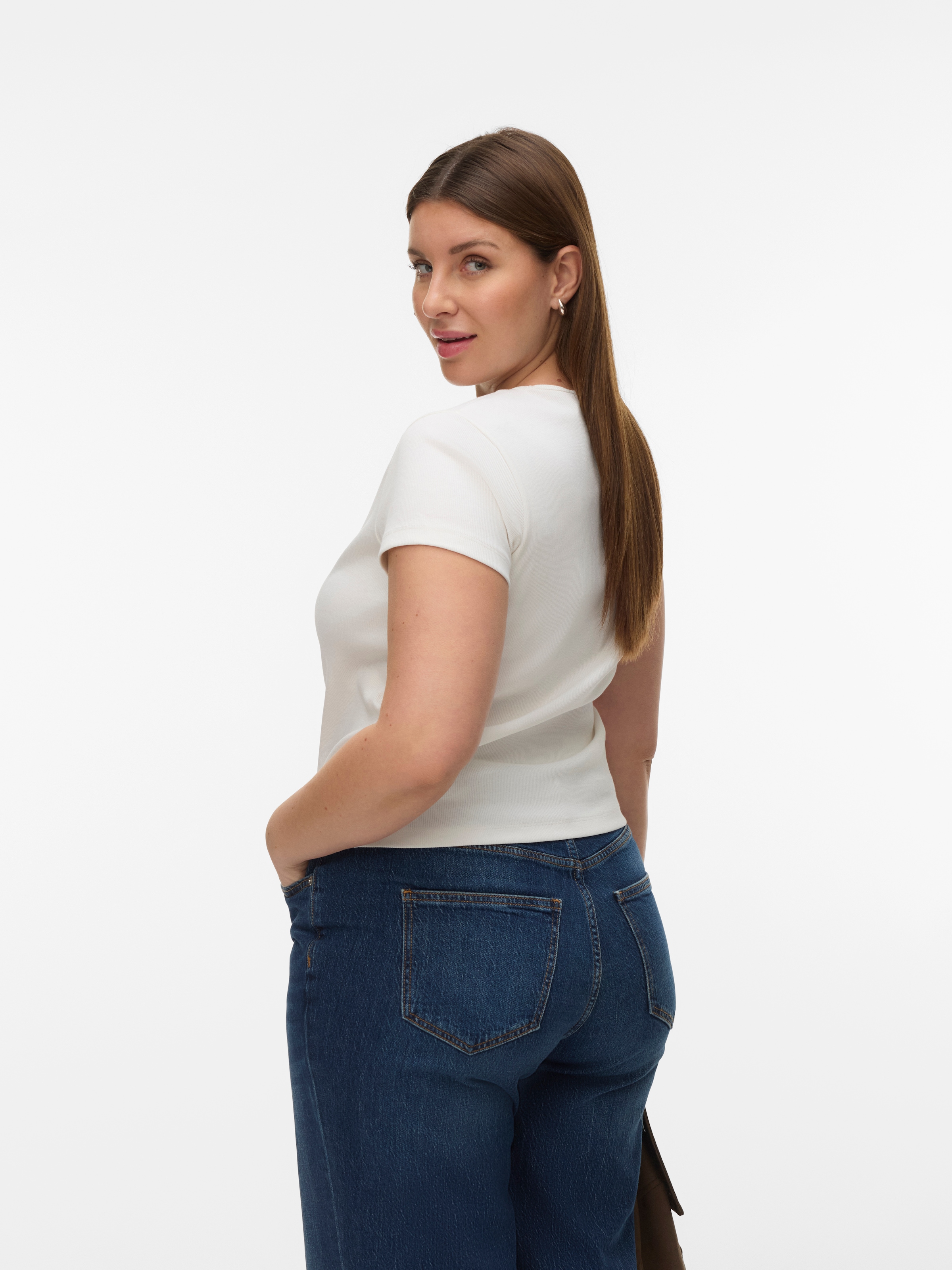 Vero Moda Curve T-Shirt »VMCHLOE SS SHORT TOP GA JRS NOOS CUR« Baumwollmischung