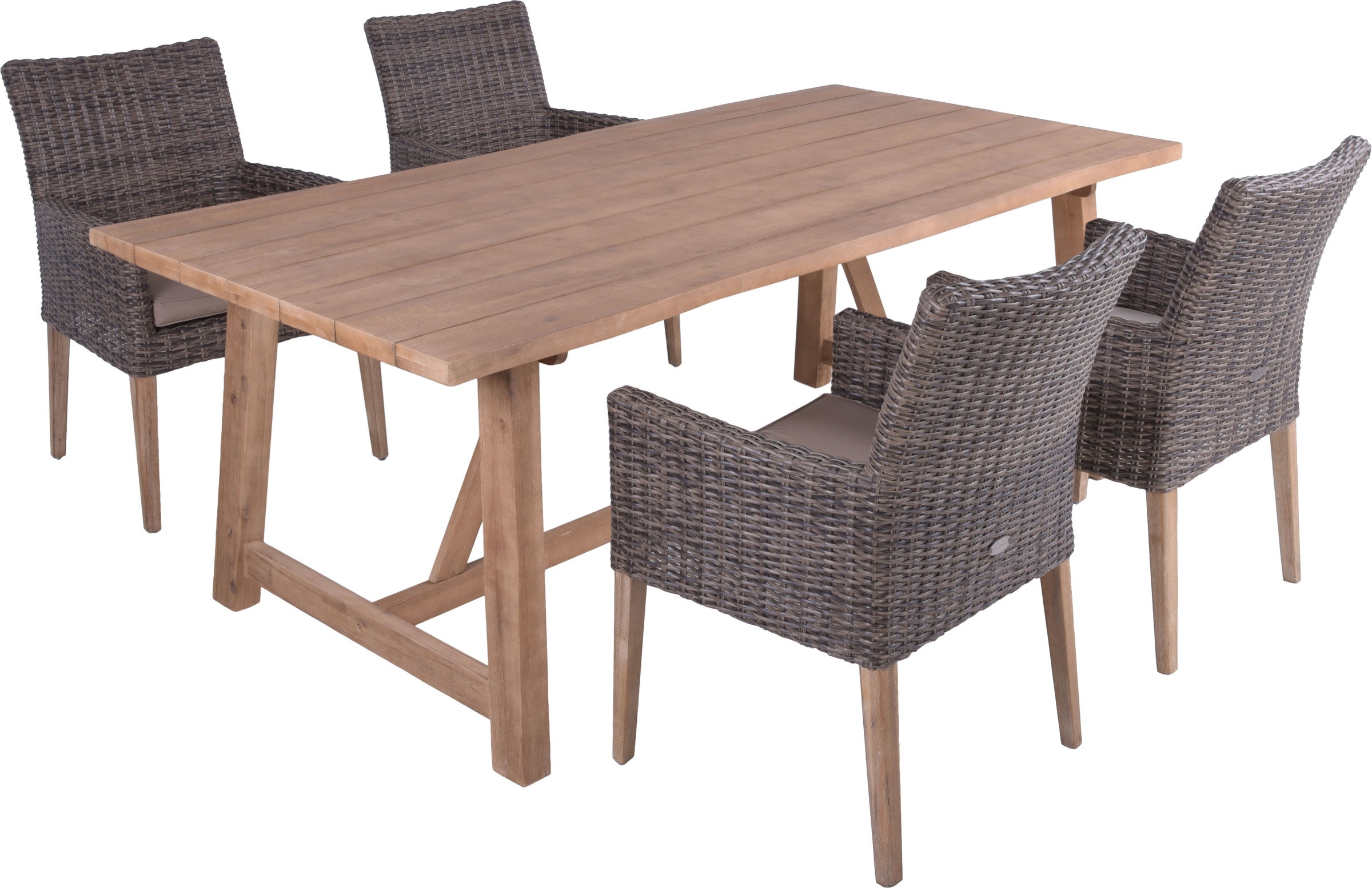 Garden Pleasure Garten-Essgruppe ", Tischgruppe "OAKLAND/NORVELL Set 01"" Set, 4 Sessel, Tisch LxB: 200x100 cm, inkl Auflagen