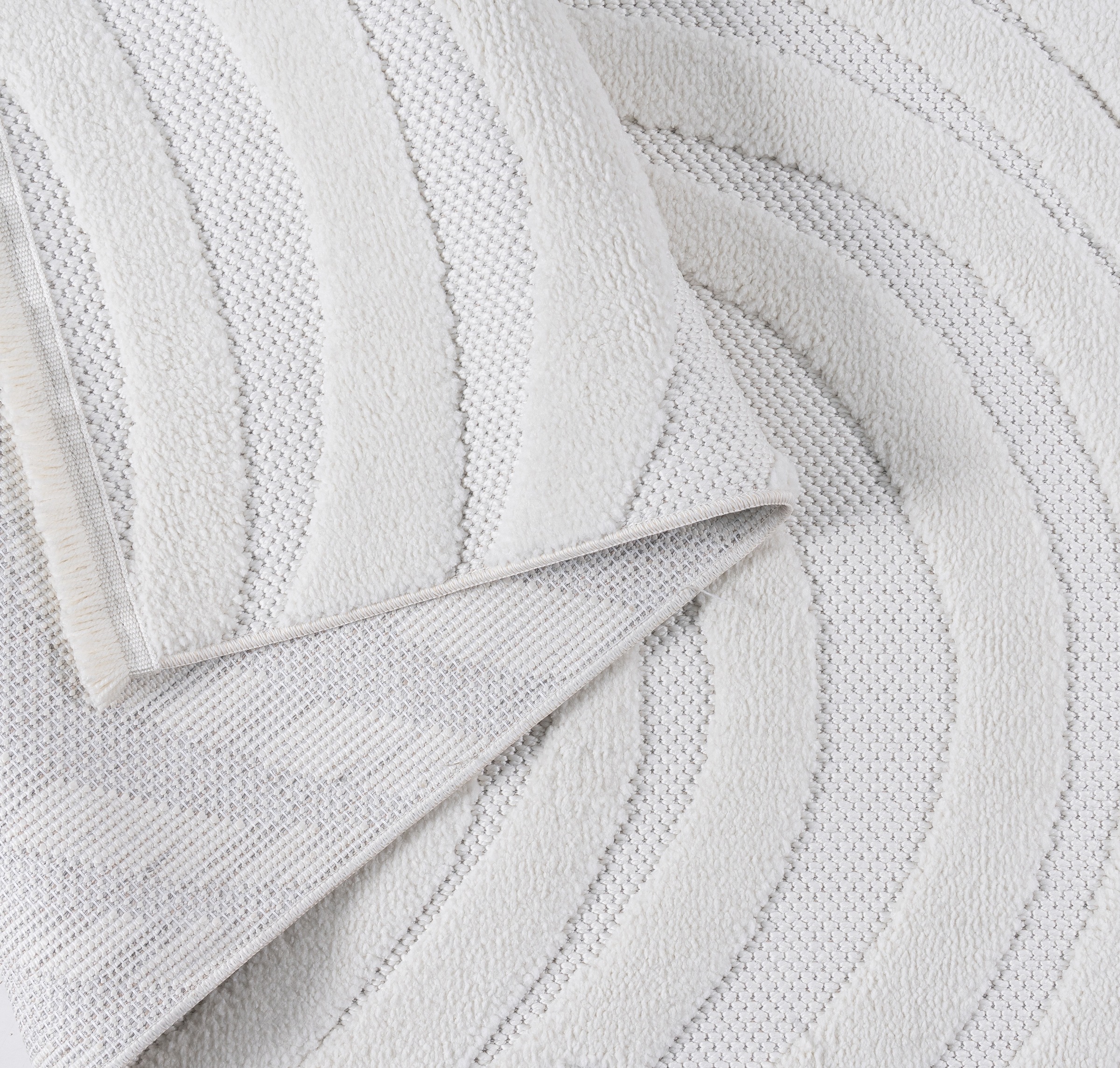 OTTO home Teppich »Samelia mit Fransen, Wellendesign, Balkon, Camping« rechteckig 6 mm Höhe Hoch-Tief-Struktur, In- und Outdoor geeignet für Küche oder Esszimmer