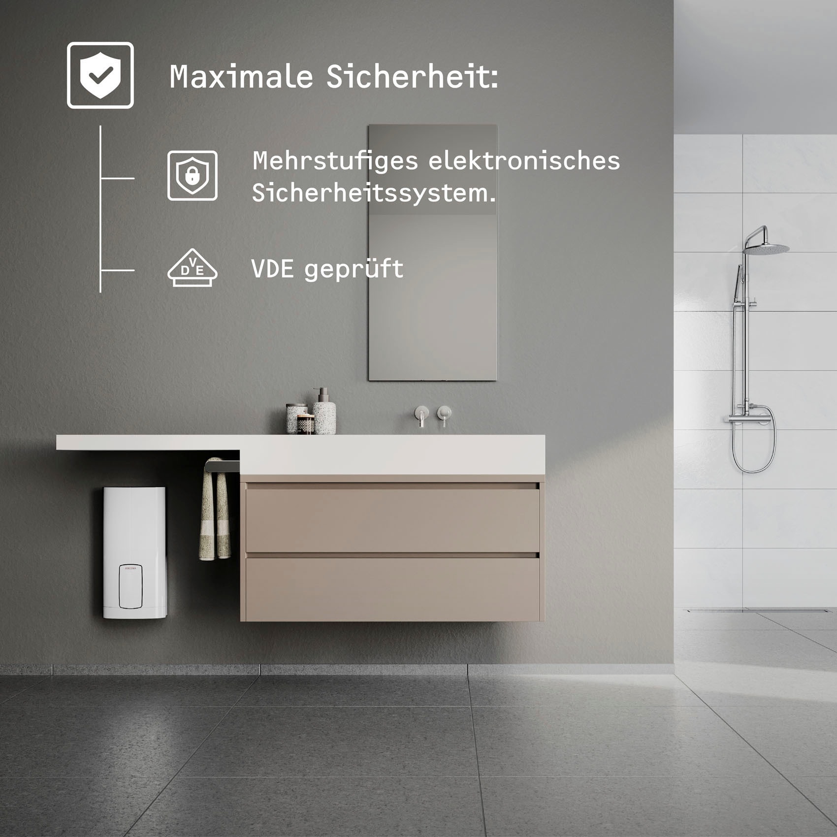 STIEBEL ELTRON Komfort-Durchlauferhitzer "HDB-E 18/21/24 Trend" 2i Technologie für nahezu konstante Warmwassertemperatur