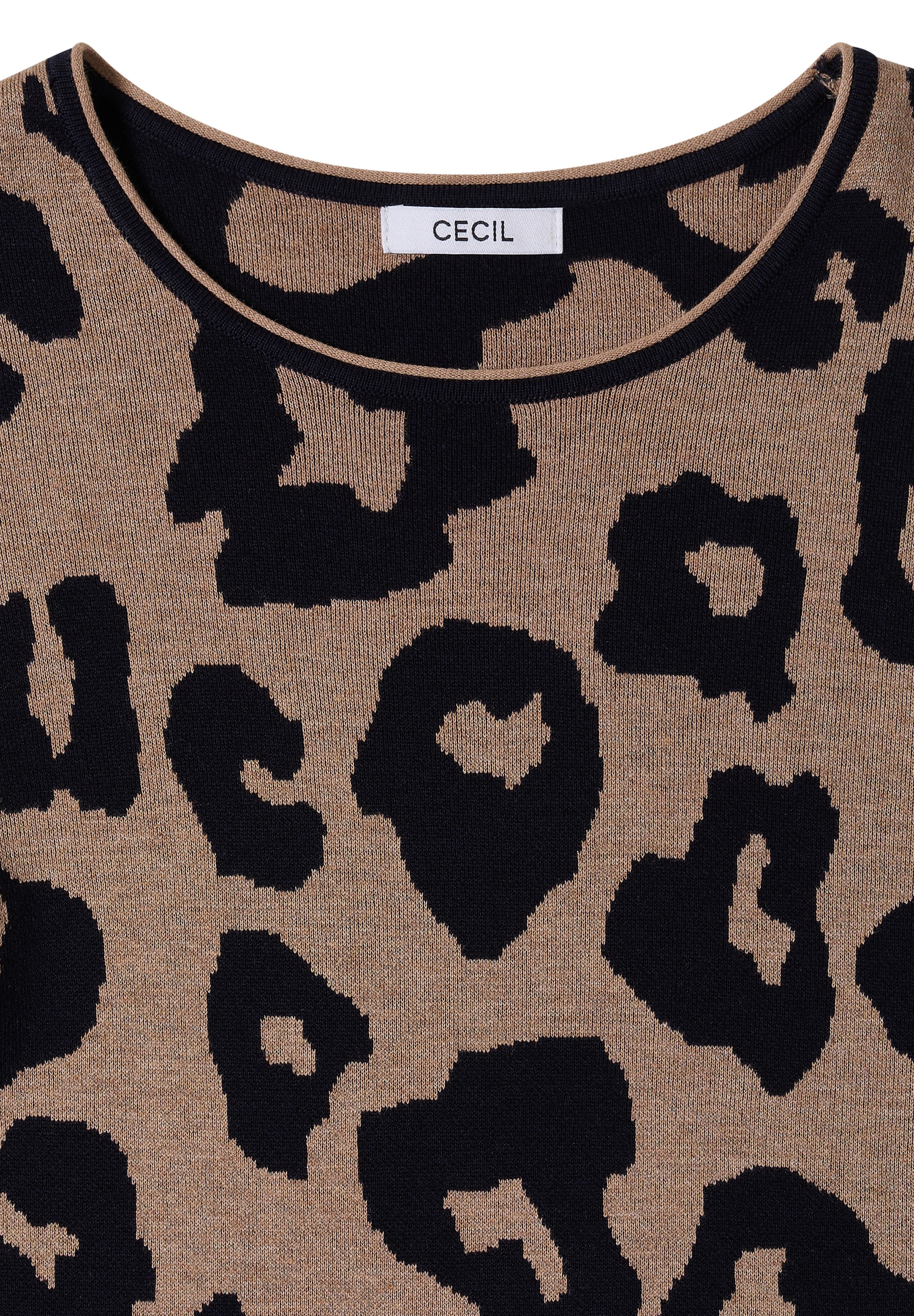 Cecil Strickpullover Animal-Print, Rundhals, mit Viskoseanteil