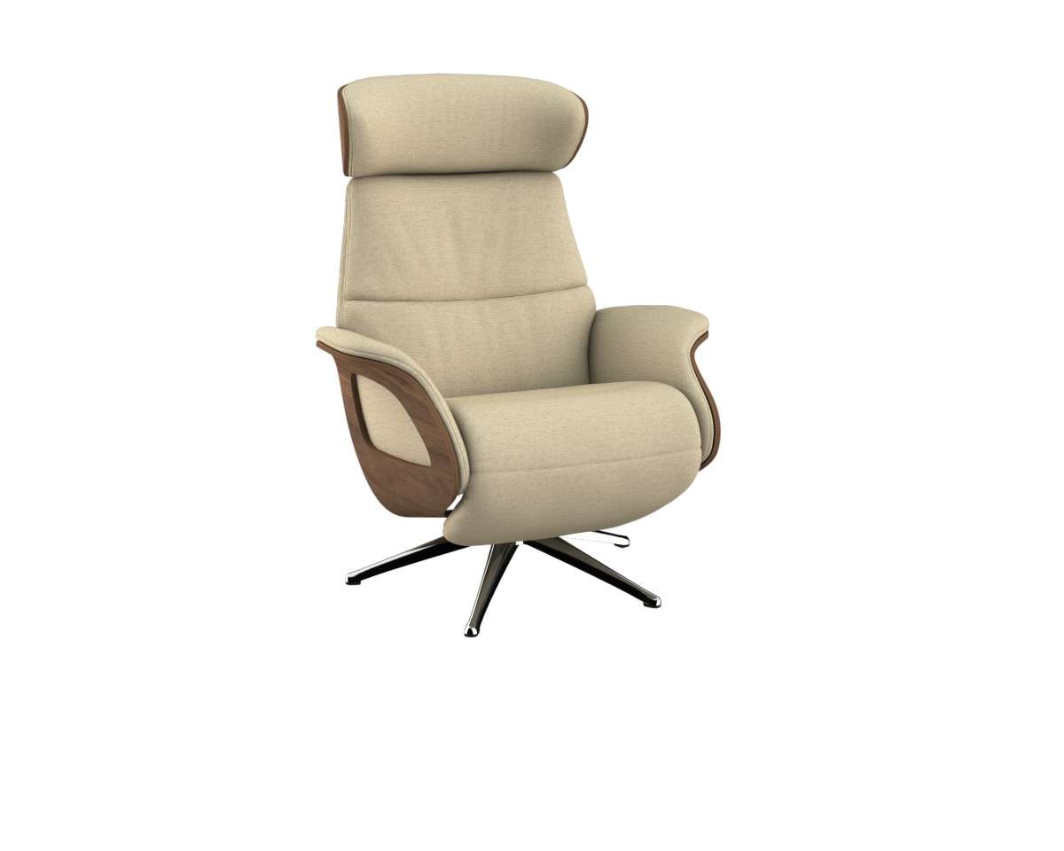 FLEXLUX Relaxsessel »Clement elektrischer Funktionsessel« Größe M, Rücken & Fußteil elektrisch, Akku, Arml. Walnuss, Fuß Alu