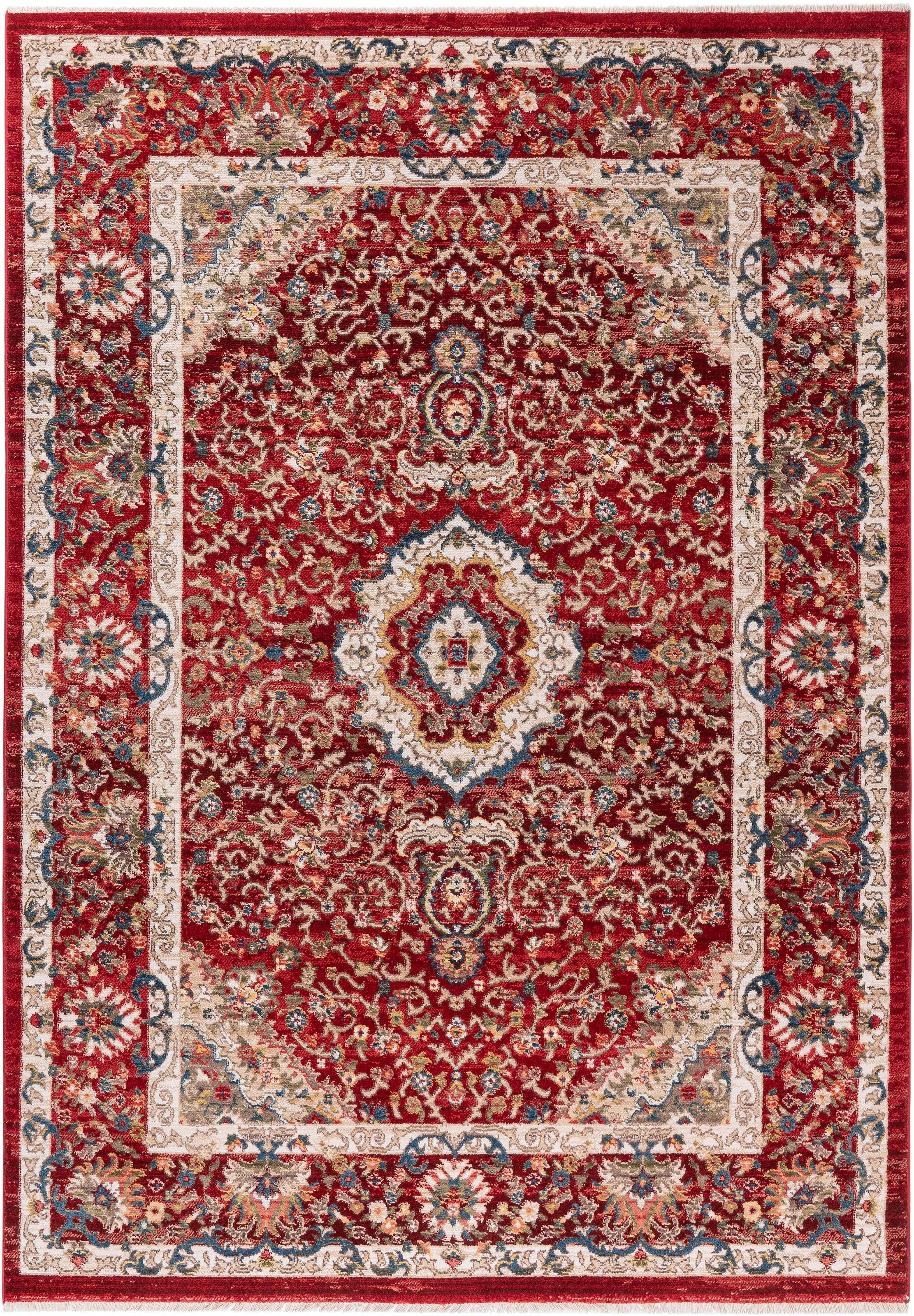 OTTO home Teppich »Molvio, mit & ohne Fransen« rechteckig 18 mm Höhe Orient-Optik, Vintage Design, weich, Wohnzimmer, Schlafzimmer